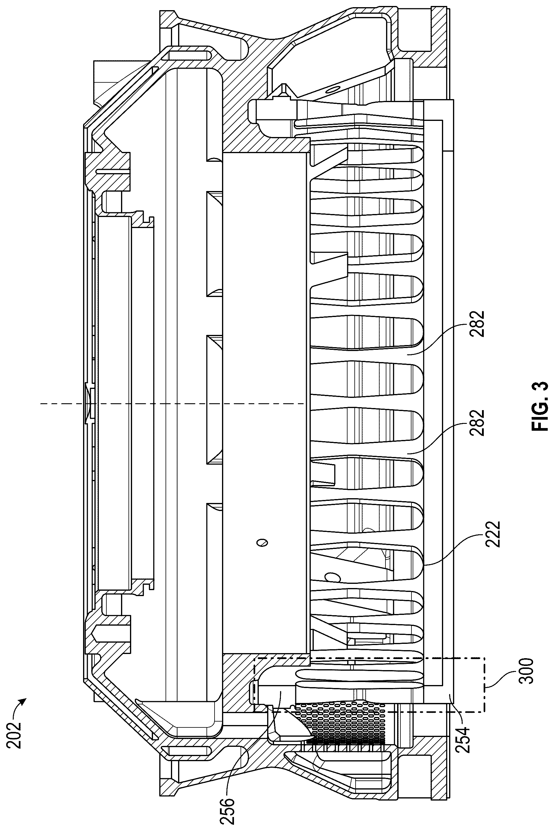 Patent US12460559 Figure 3 – Support structure and spring for bearing compartment