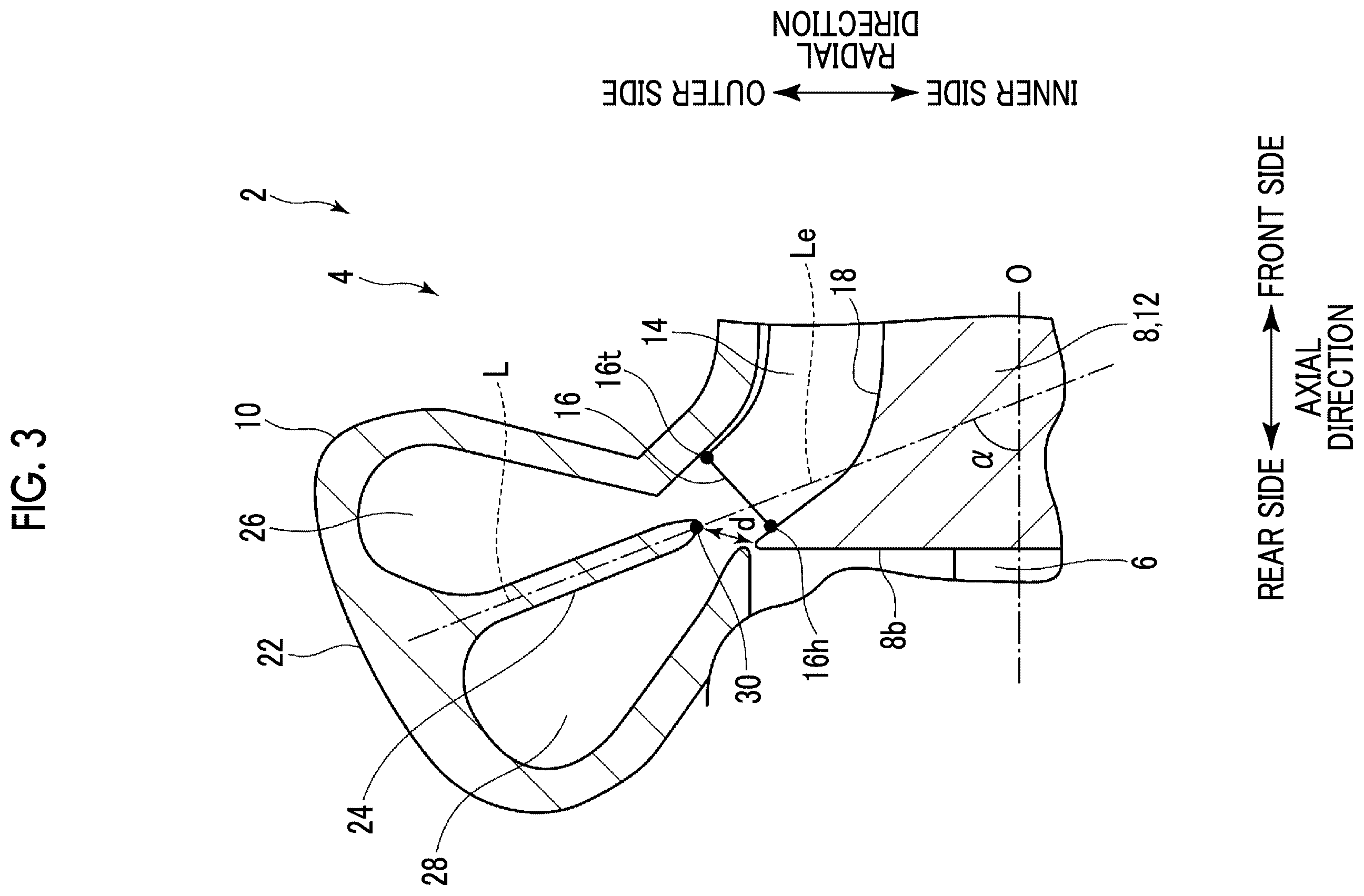 Patent US12460562 Figure 3 – Mixed flow turbine and turbocharger