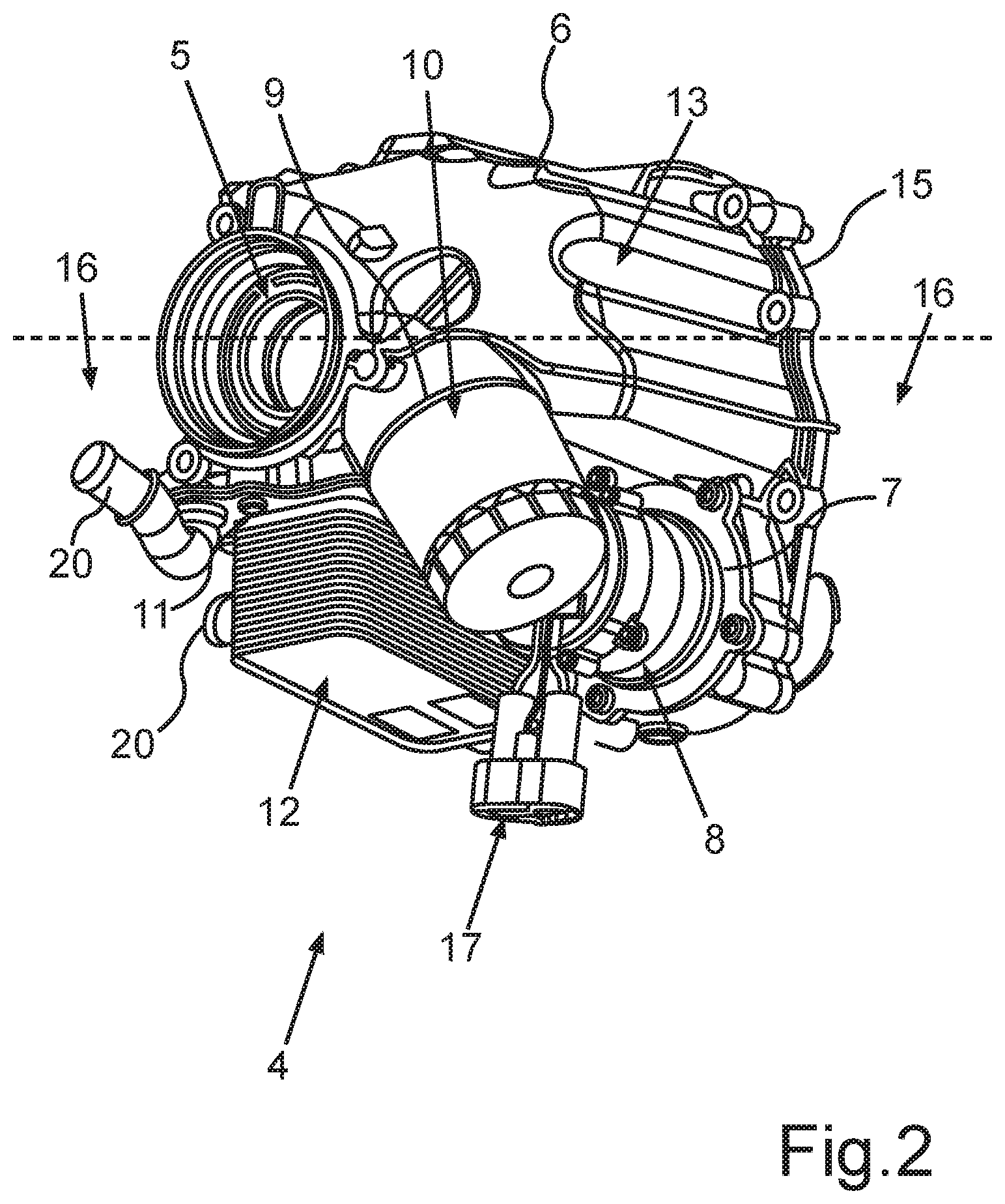 Patent US12460571 Figure 2 – Cooling module for a motor vehicle for cooling a drive unit of the motor vehicle, and motor vehicle and method for assembling a motor vehicle