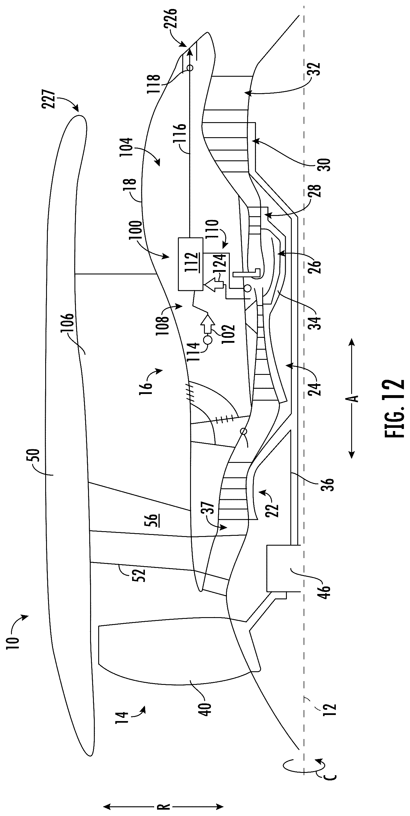 Patent US12460574 Figure 11 – Gas turbine engine having cooling systems