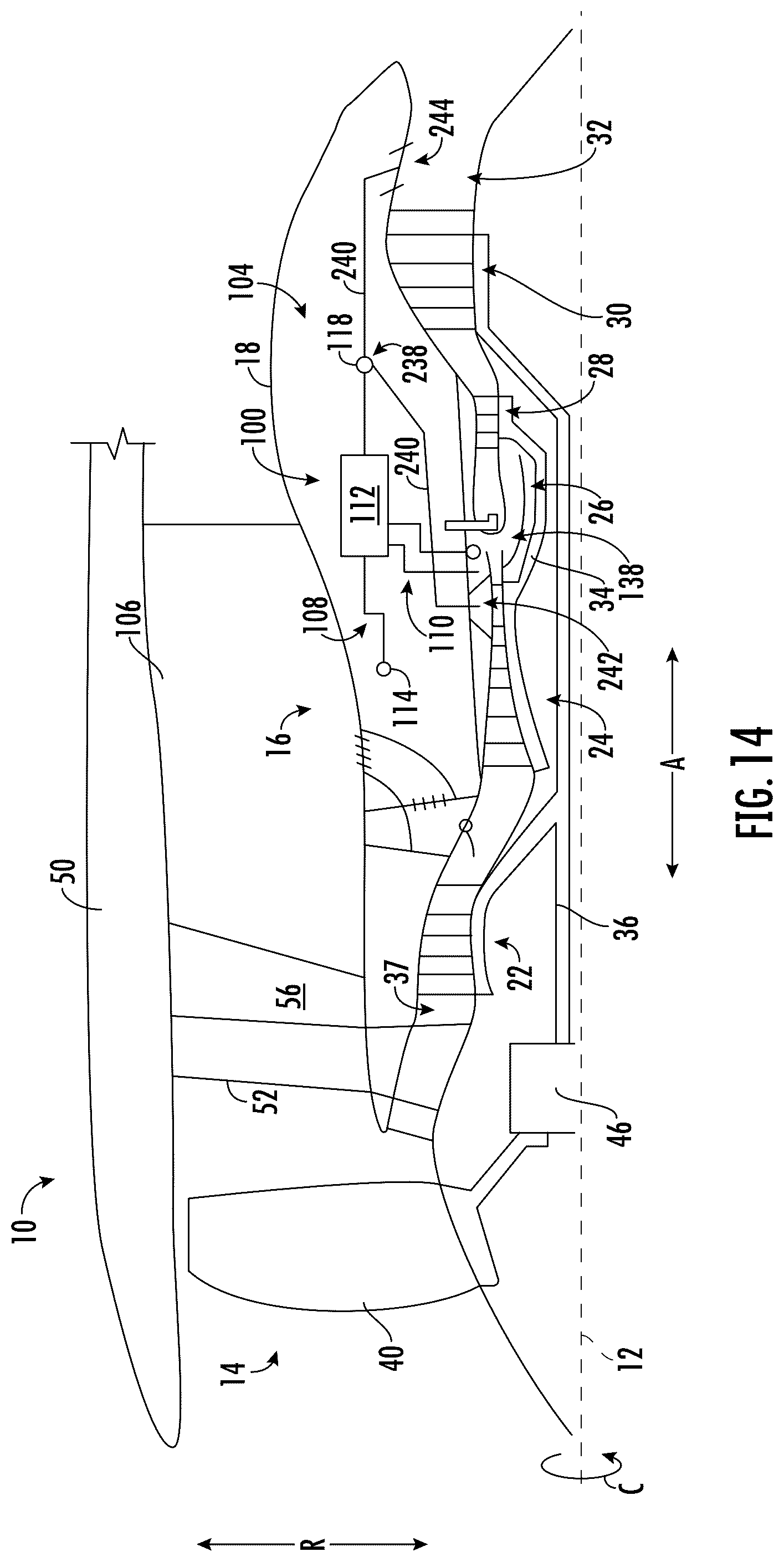Patent US12460574 Figure 13 – Gas turbine engine having cooling systems