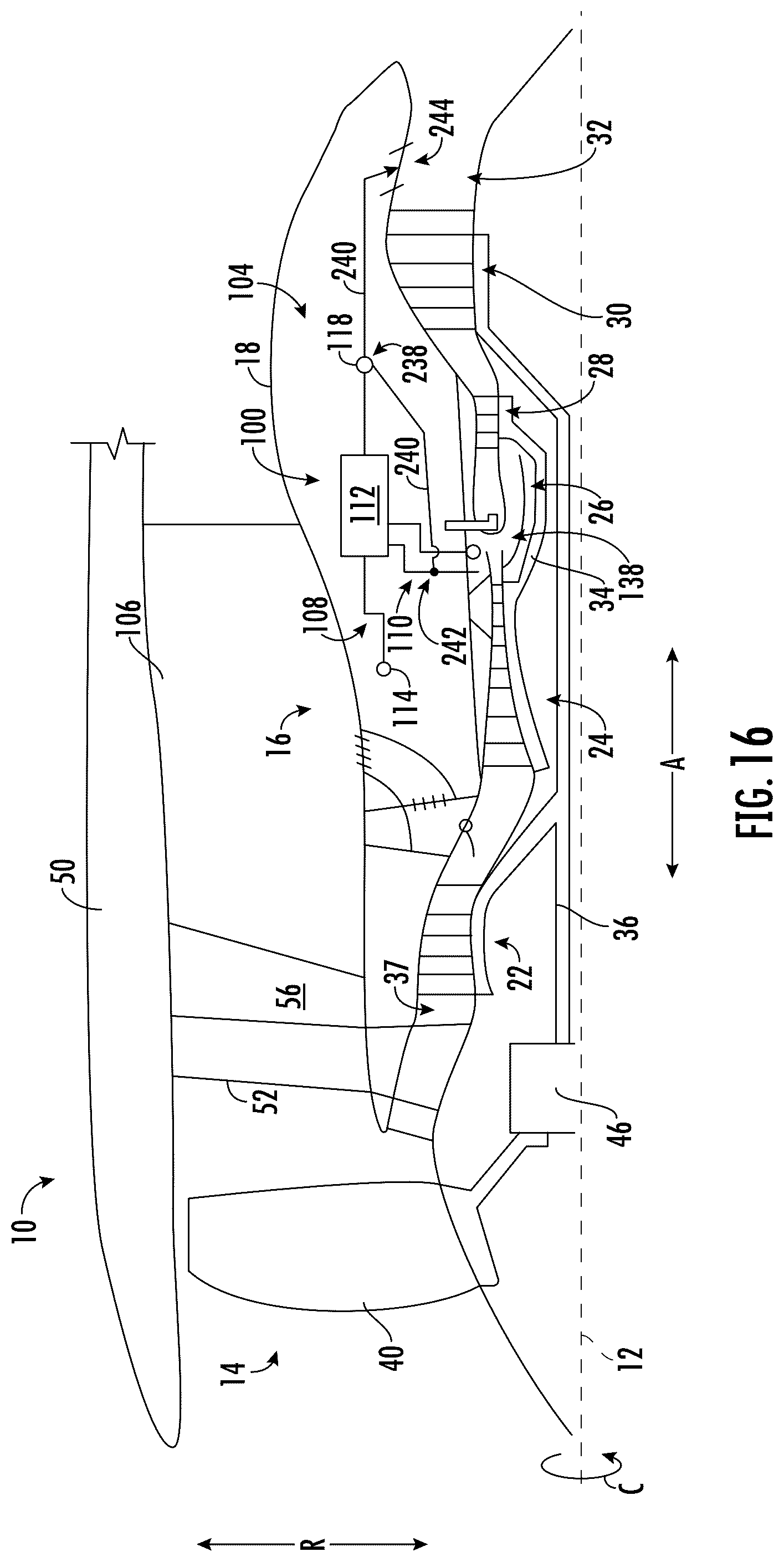 Patent US12460574 Figure 15 – Gas turbine engine having cooling systems