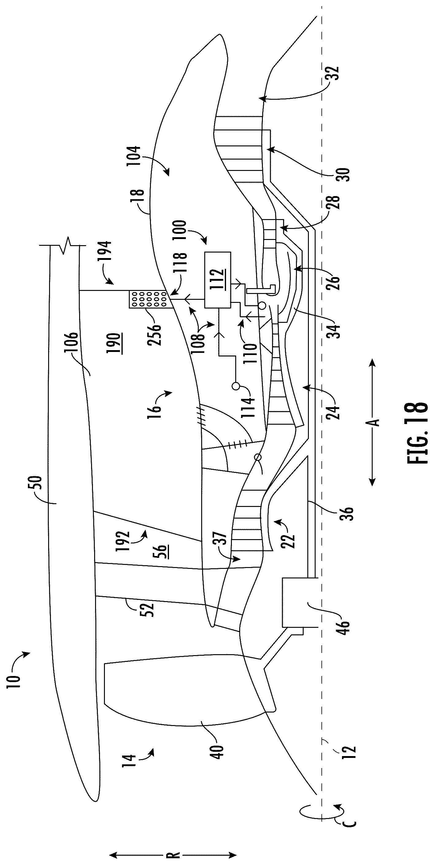 Patent US12460574 Figure 17 – Gas turbine engine having cooling systems