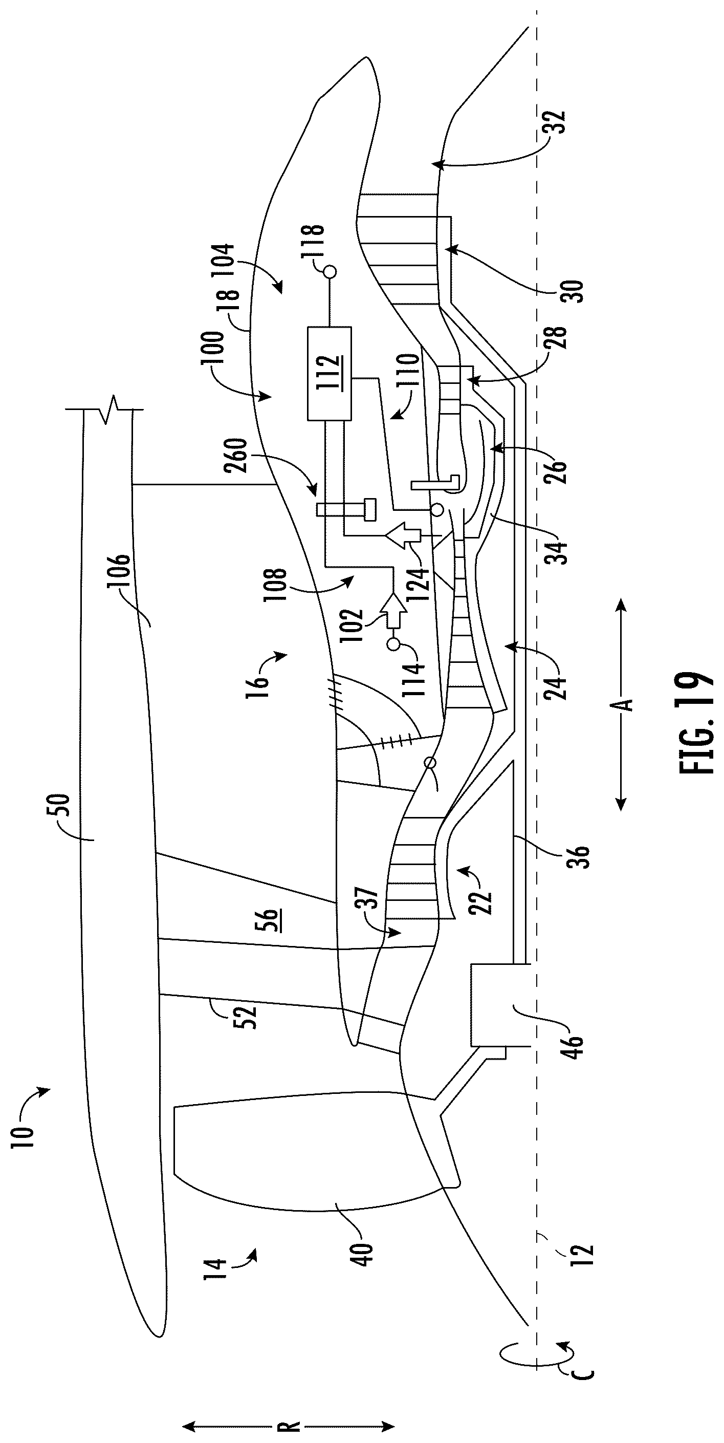 Patent US12460574 Figure 18 – Gas turbine engine having cooling systems