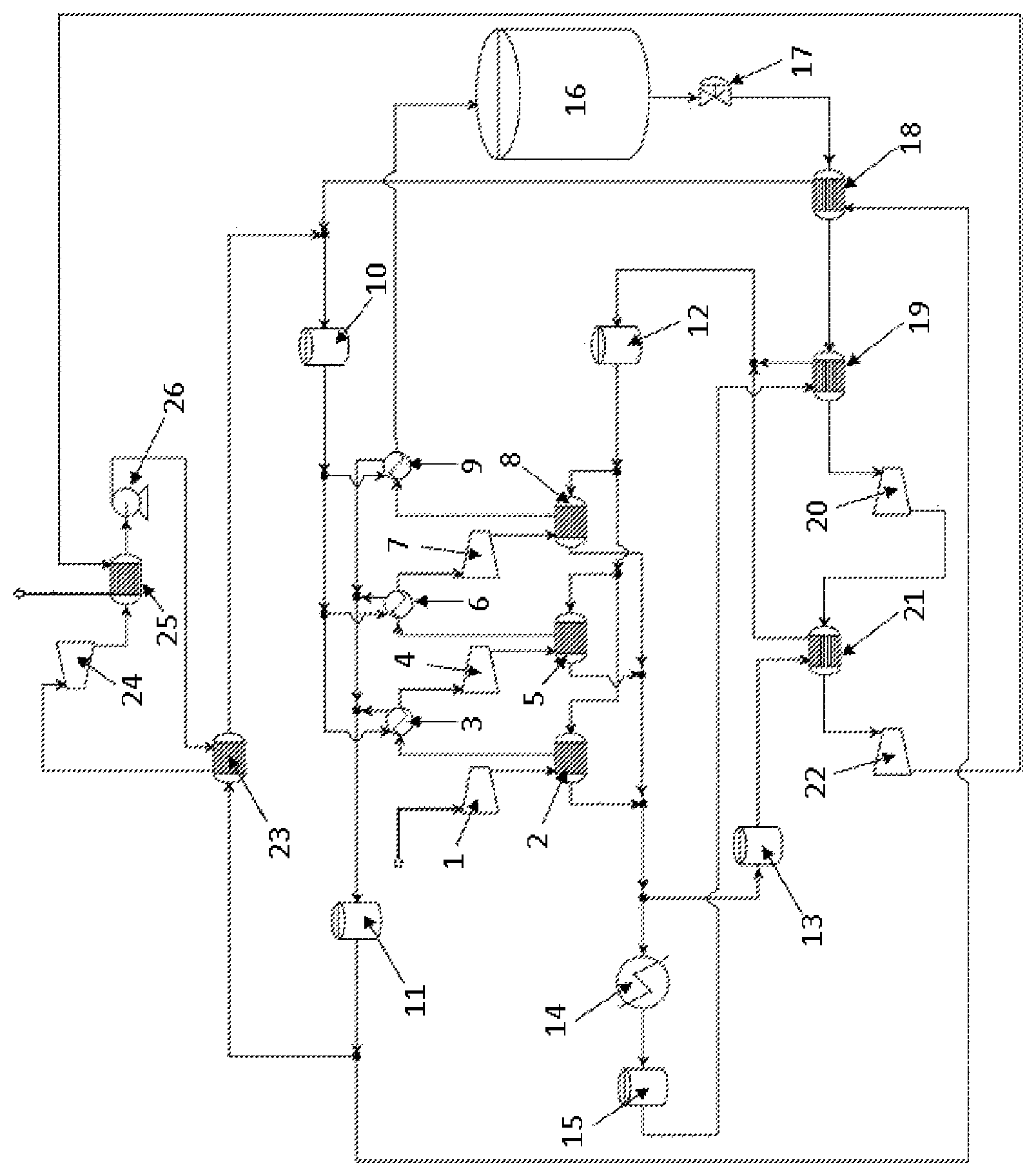 Patent US12460575 Figure 1 – Air energy storage system and method for deep level cascade utilization of energy