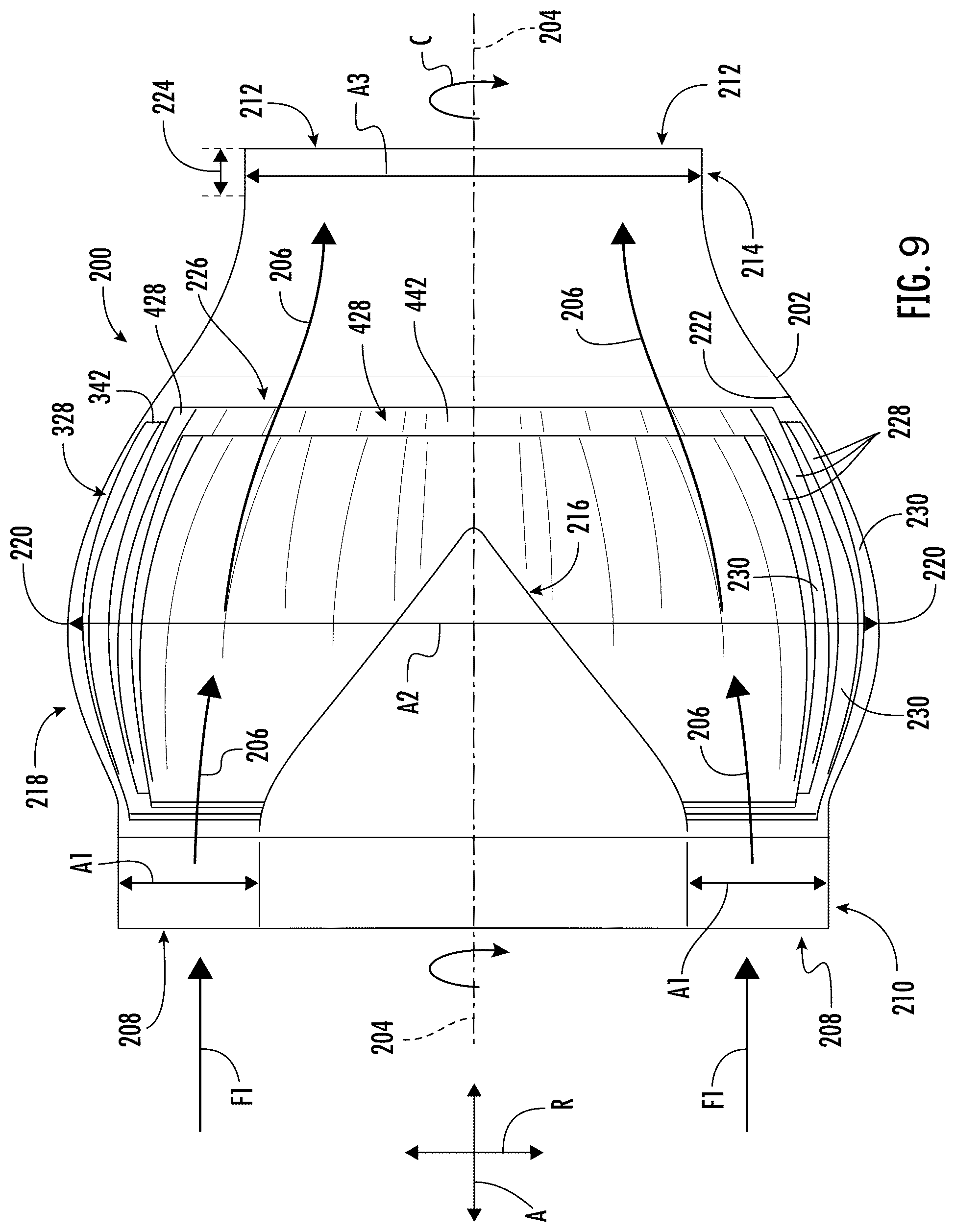 Patent US12460576 Figure 9 – Reverse flow gas turbine engine having electric machine