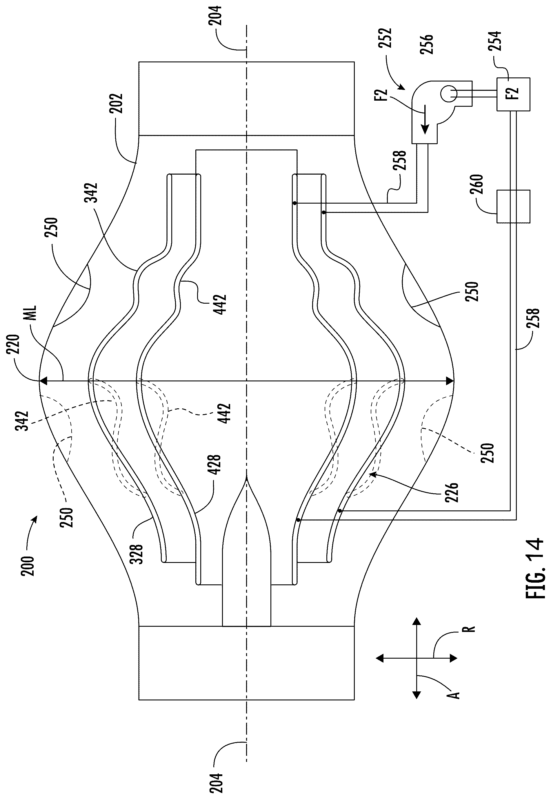 Patent US12460576 Figure 14 – Reverse flow gas turbine engine having electric machine