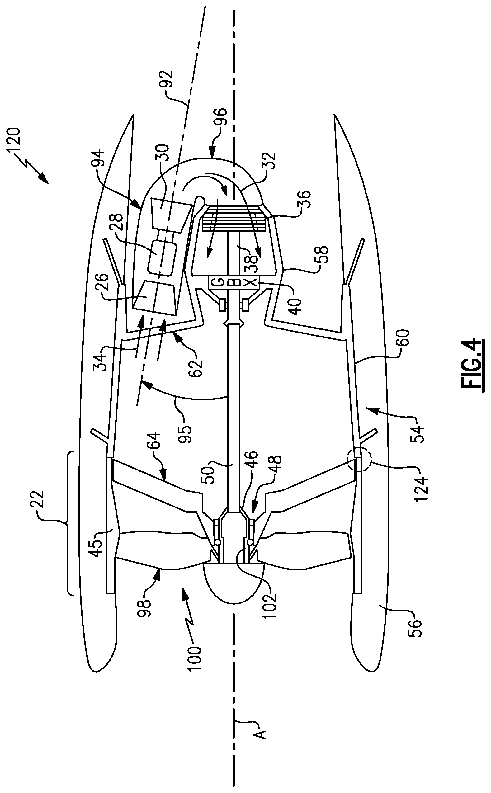 Patent US12460577 Figure 3 – AFT gear based engine with heat recovery system
