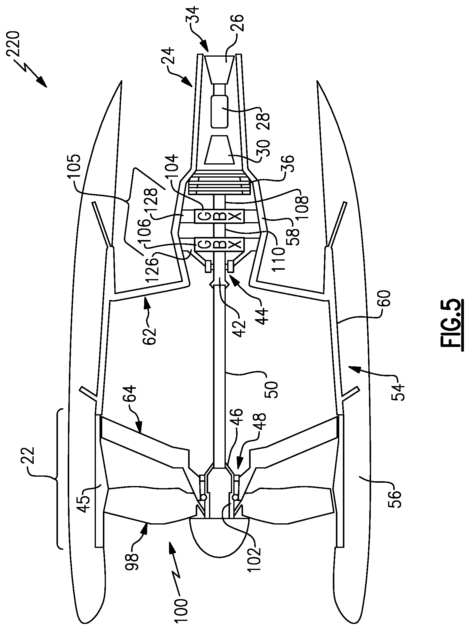 Patent US12460577 Figure 4 – AFT gear based engine with heat recovery system