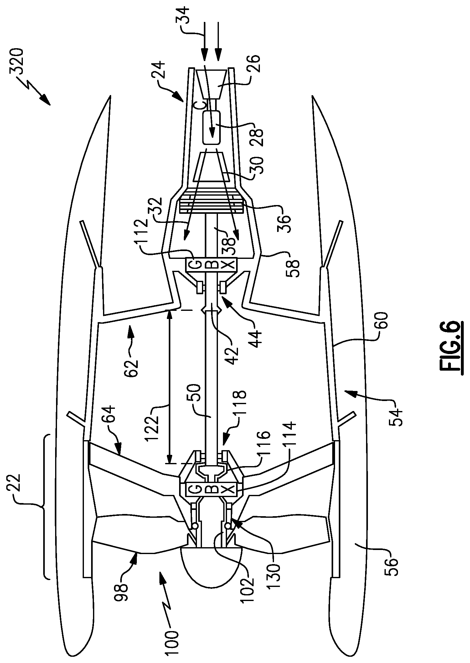 Patent US12460577 Figure 5 – AFT gear based engine with heat recovery system