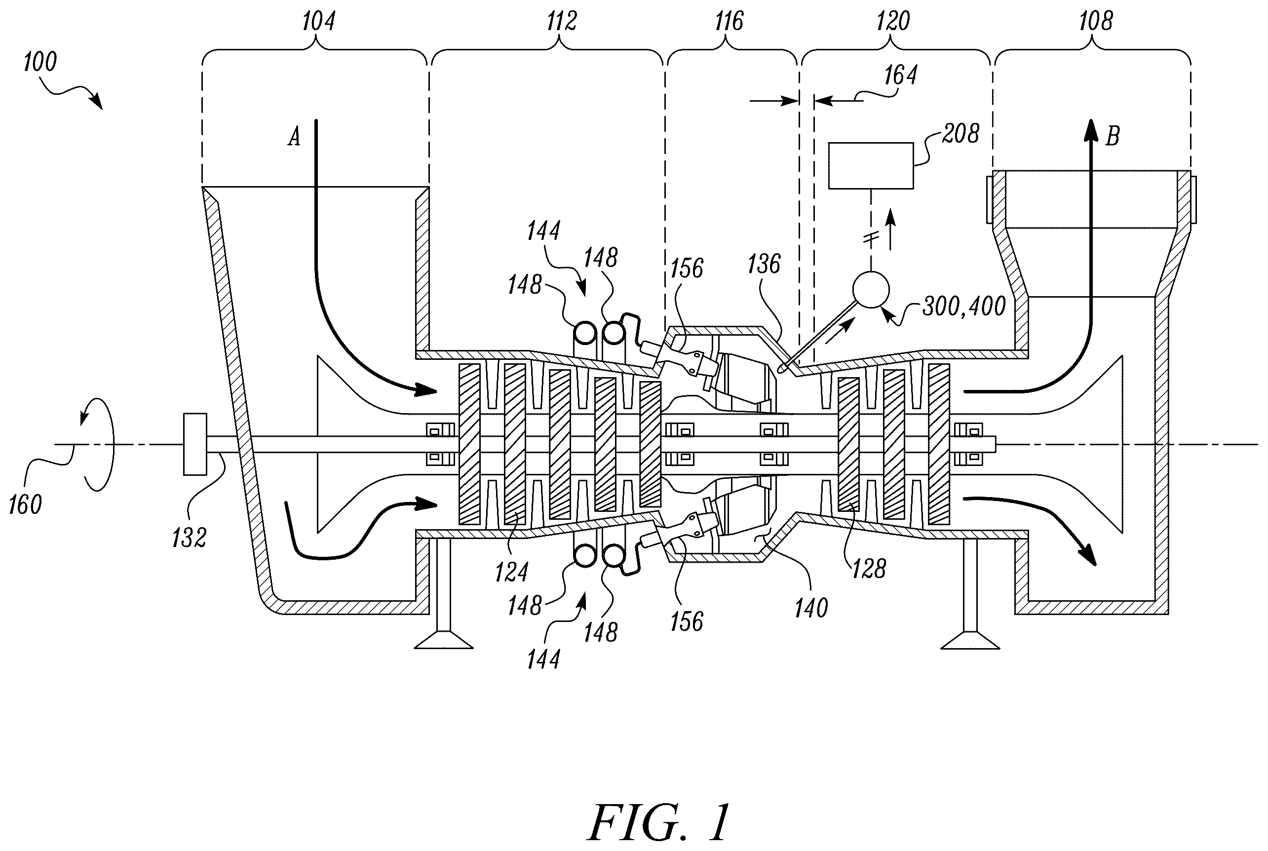 Patent US12460586 — System and method for detecting and responding to flameout conditions in gas turbine engines — Figure 1