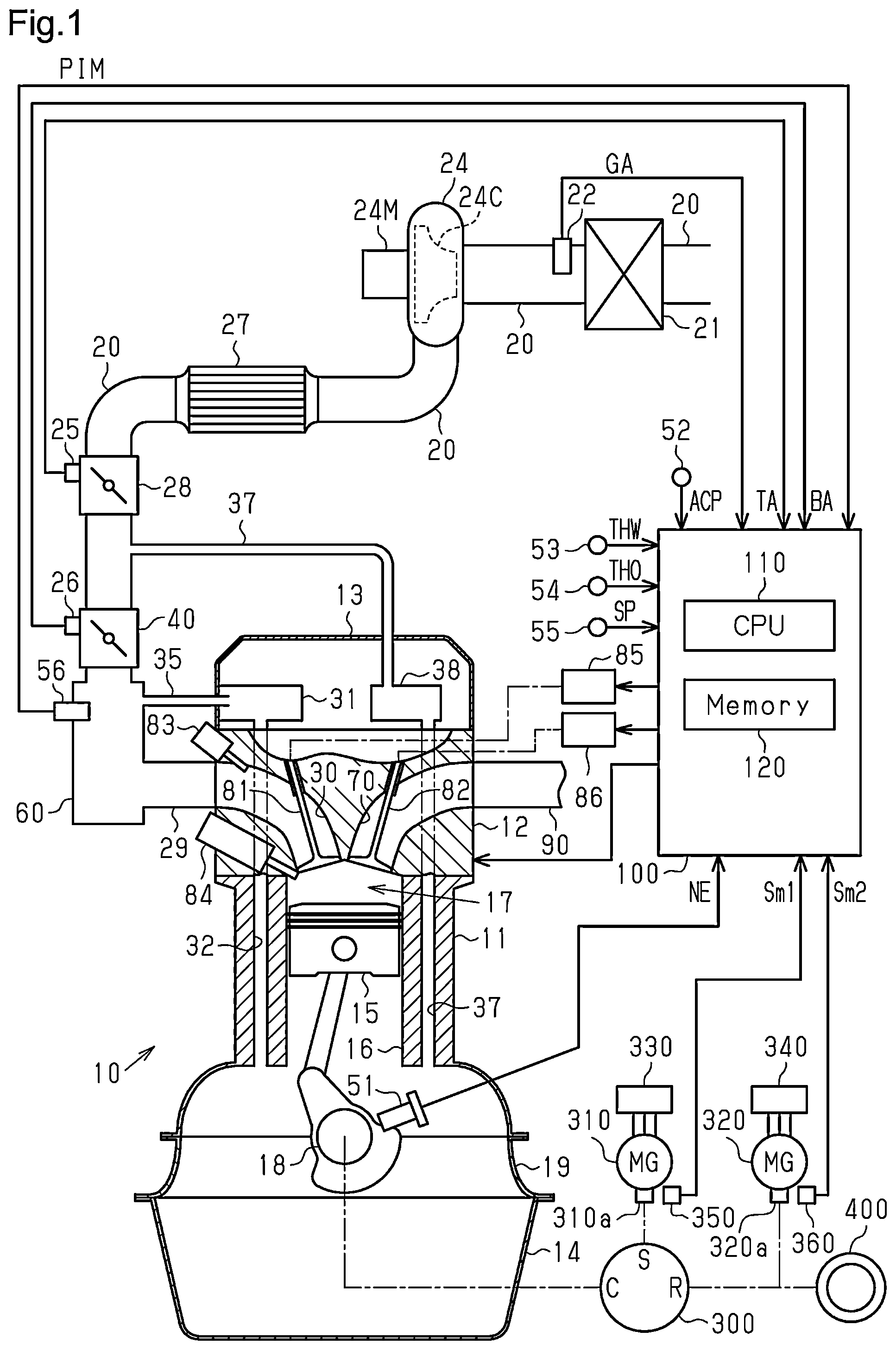 Patent US12460590 Figure 1 – Controller for internal combustion engine