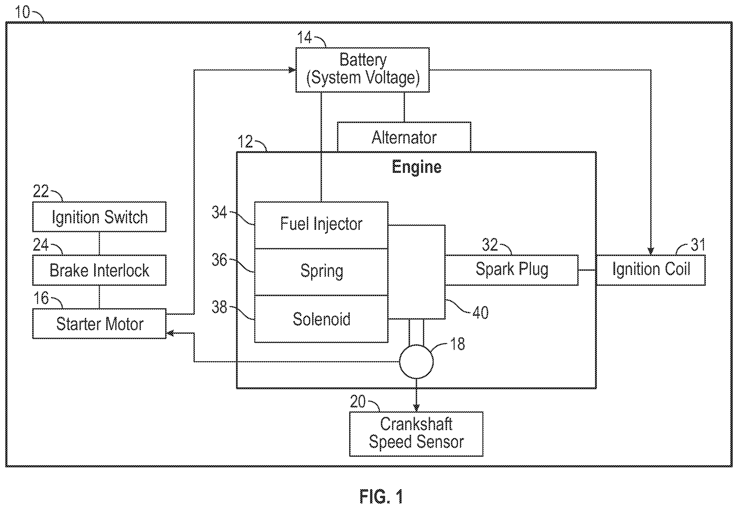 Patent US12460595 Figure 1 – Voltage supply module control for a fuel injected engine