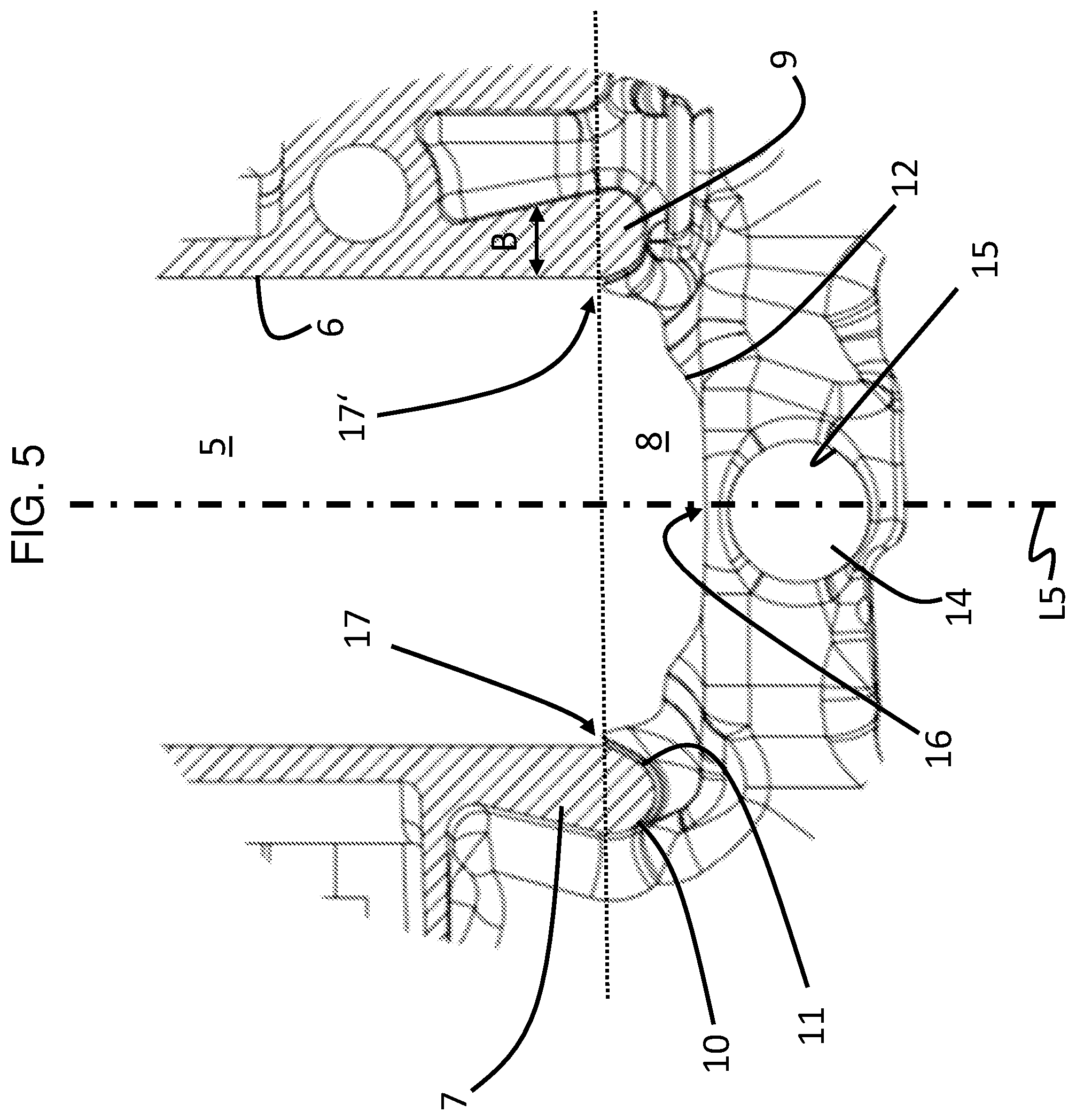 Patent US12460599 Figure 5 – Crankcase and internal combustion engine with such a crankcase