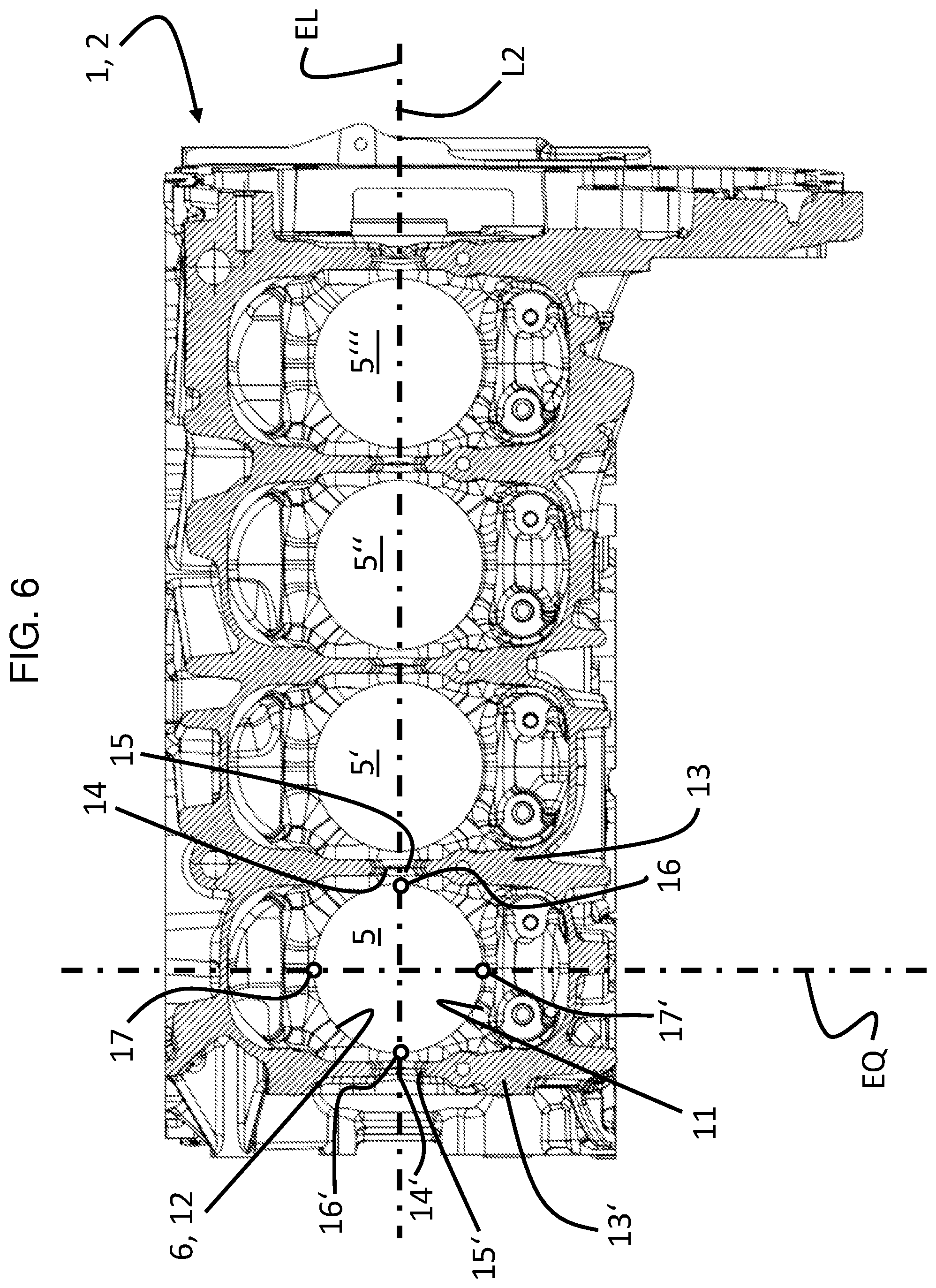 Patent US12460599 Figure 6 – Crankcase and internal combustion engine with such a crankcase