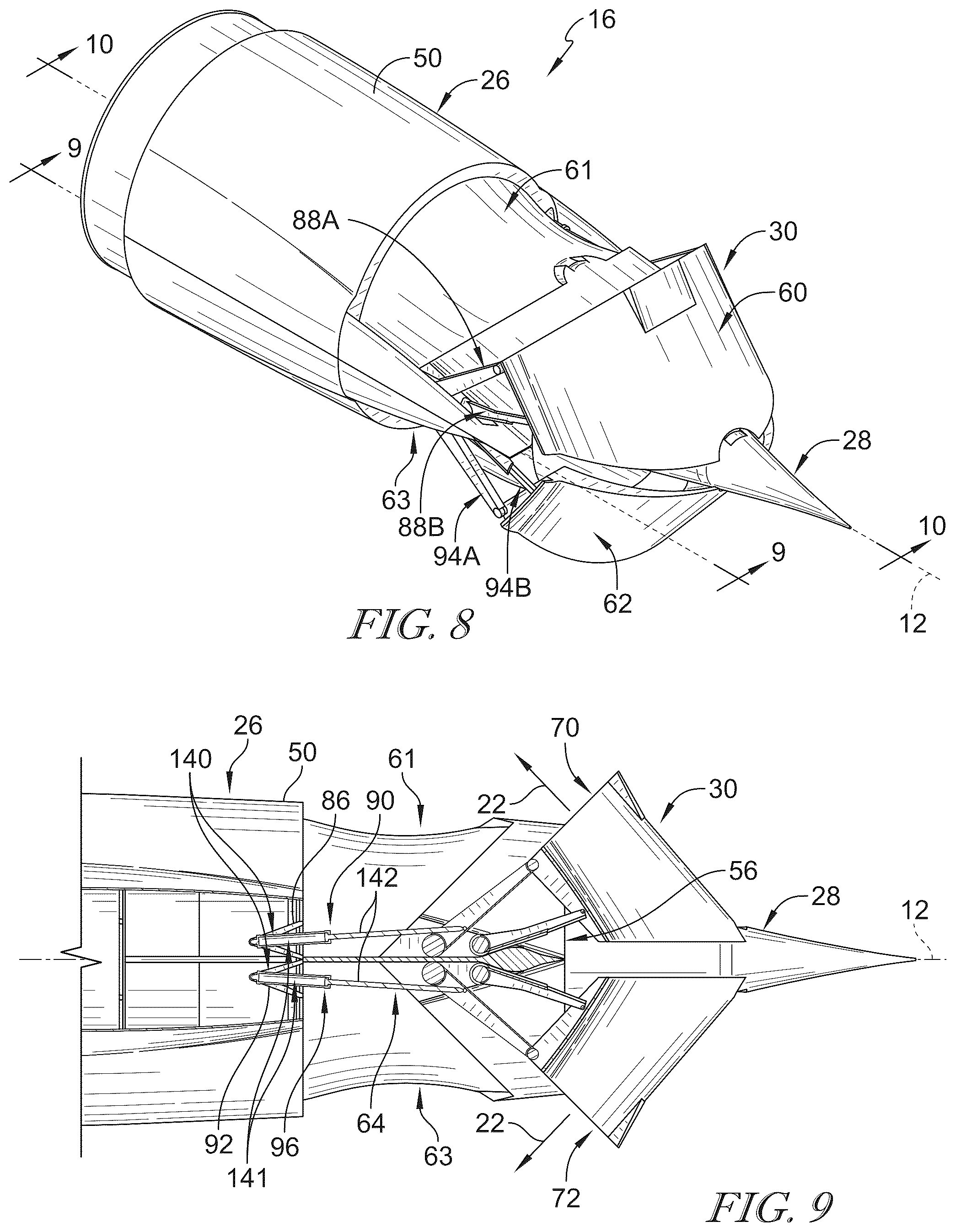 Patent US12460601 Figure 5 – Plug nozzle and thrust reverser for high mach gas turbine engines