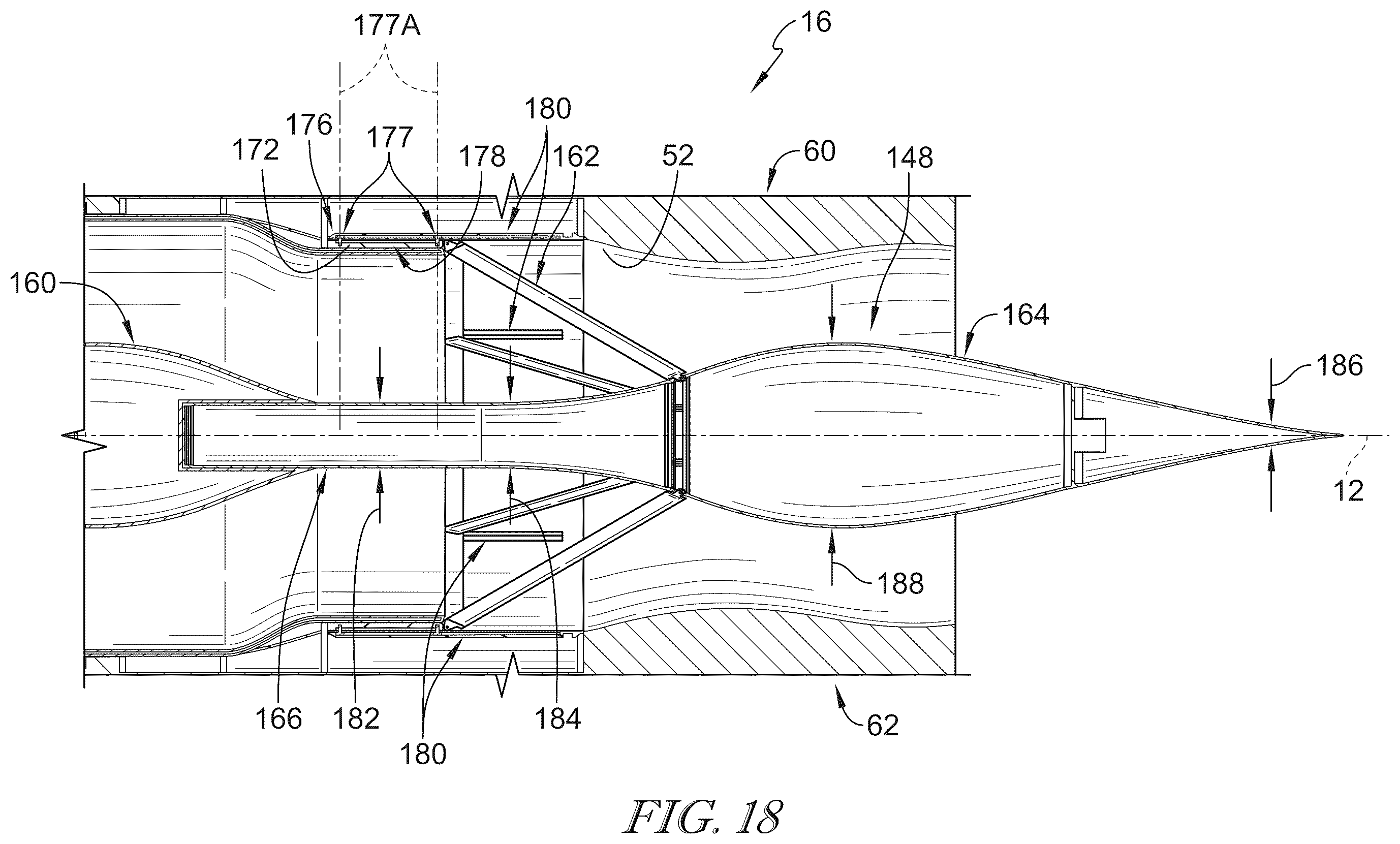 Patent US12460601 Figure 11 – Plug nozzle and thrust reverser for high mach gas turbine engines