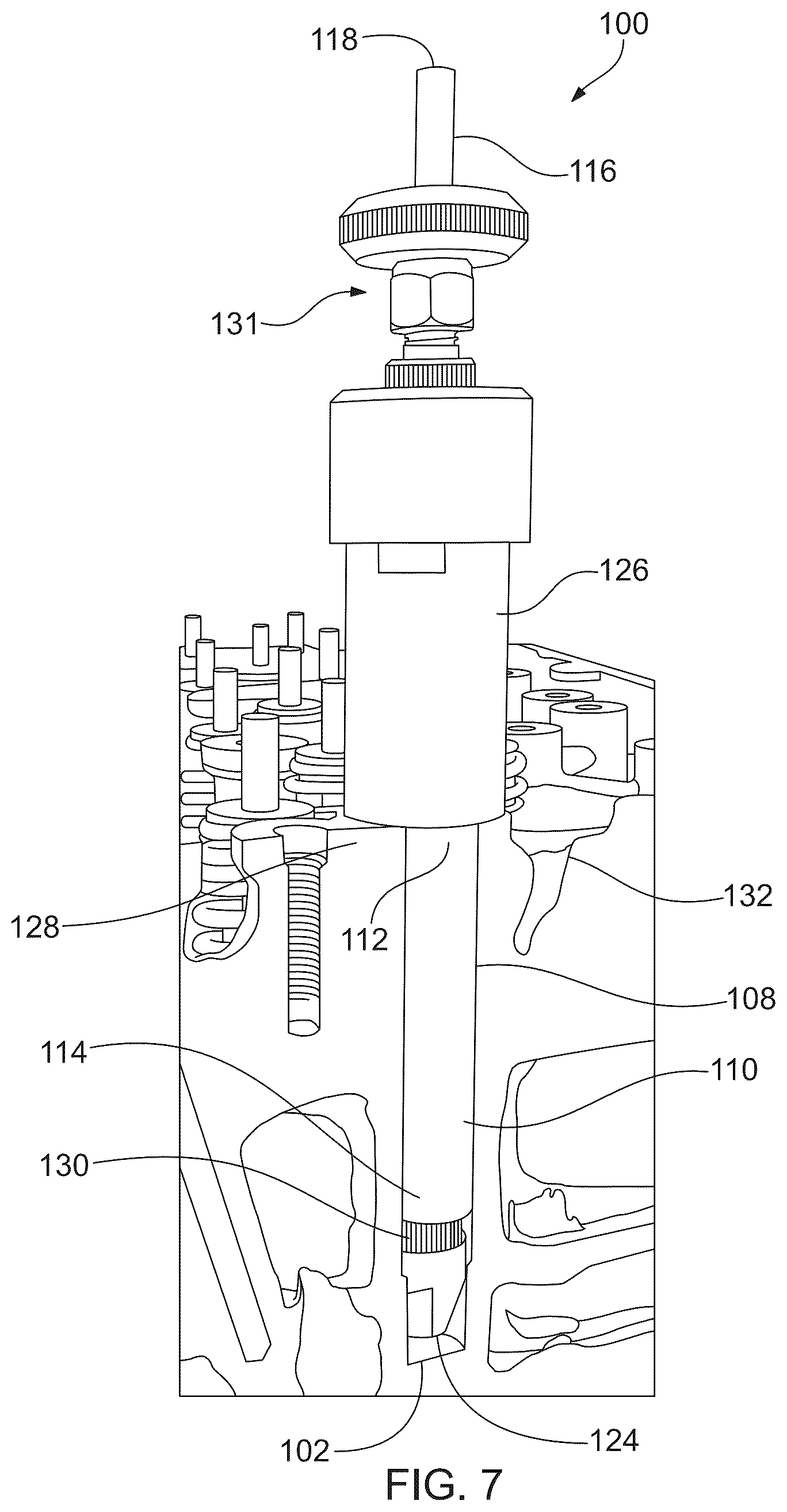 Patent US12460606 Figure 6 – Fuel injector seat repair and reconditioning tool