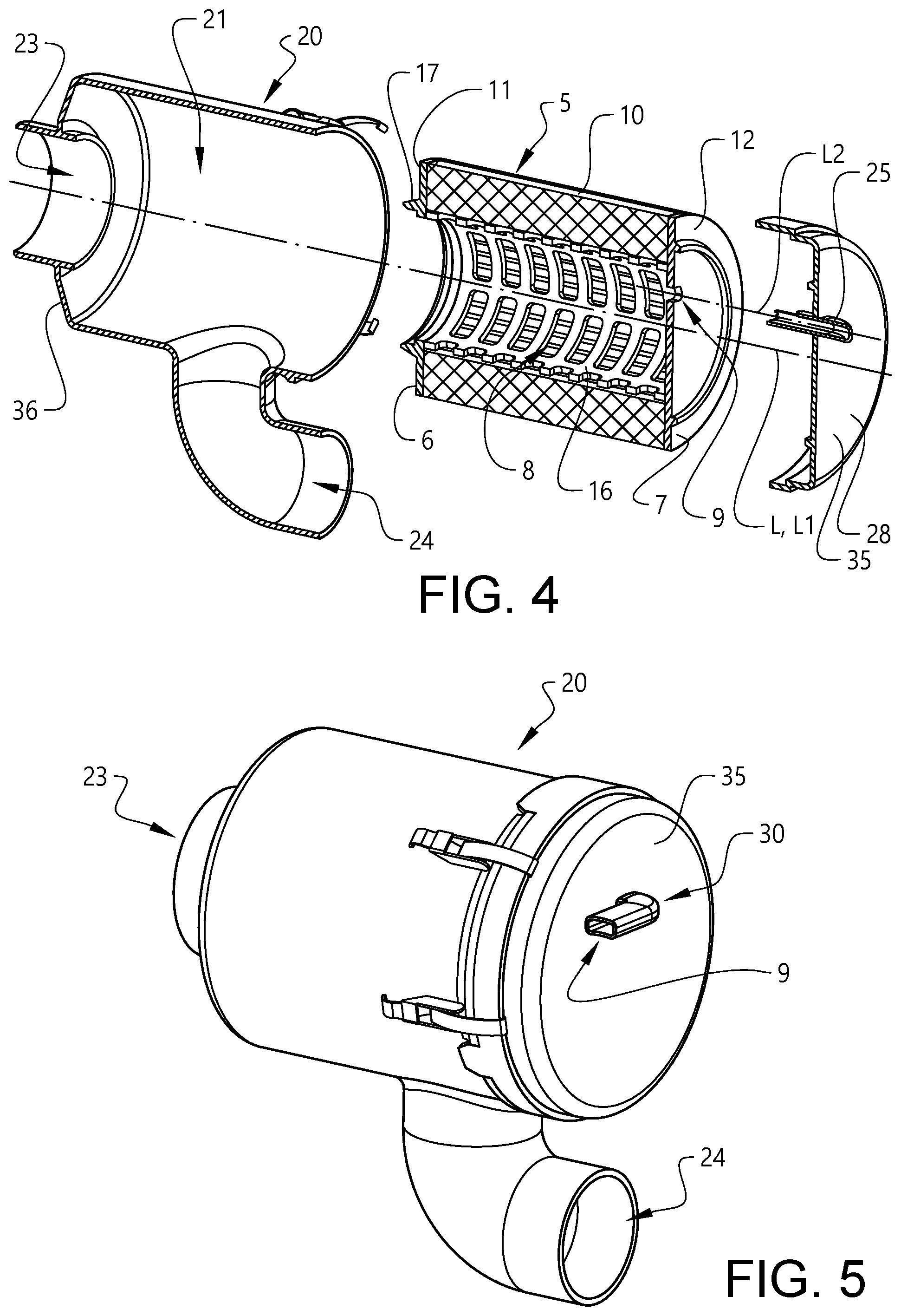 Patent US12460609 Figure 5 – Air filter housing and an air filter element