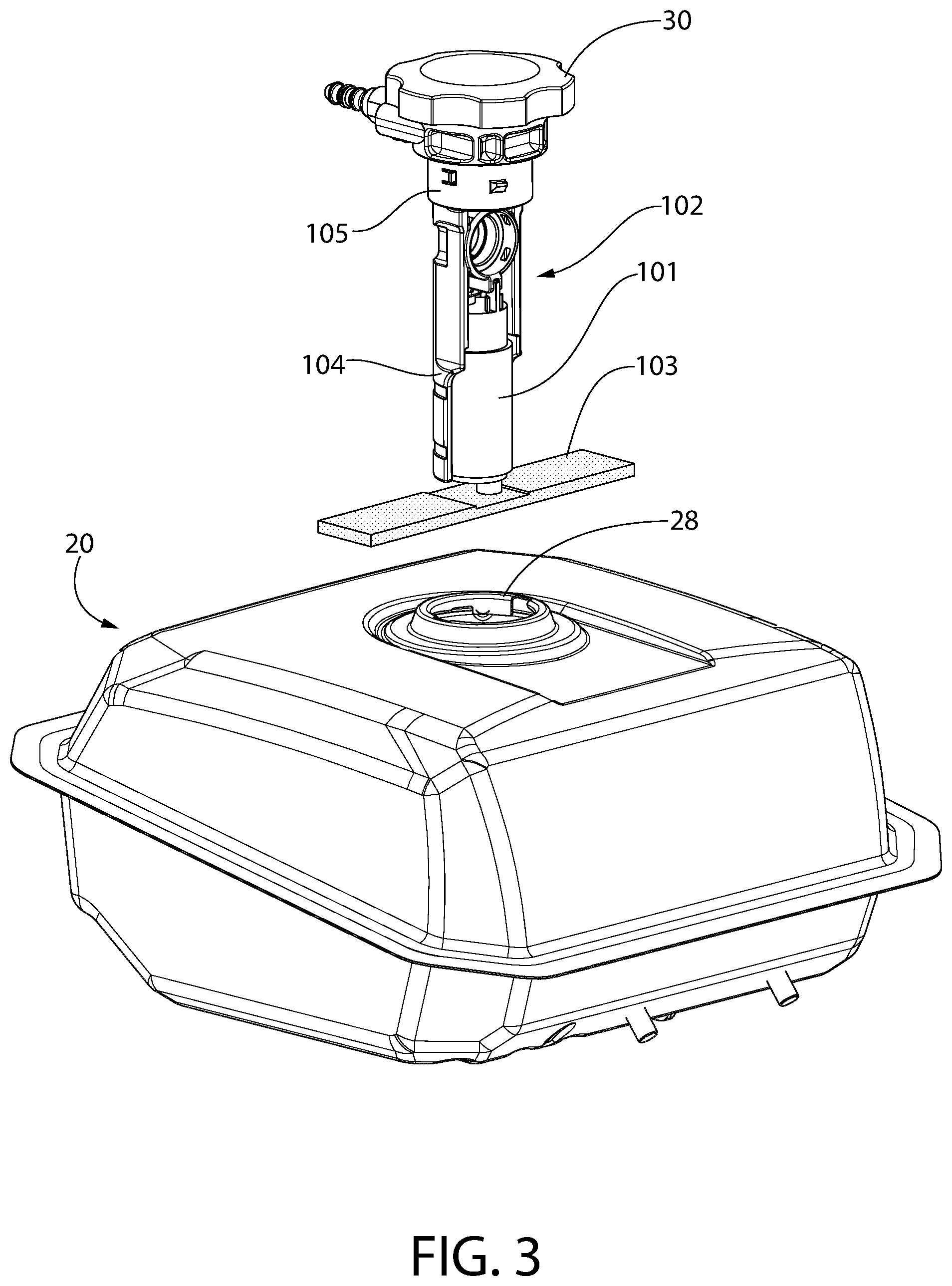 Patent US12460610 Figure 3 – Fuel tank and pump system