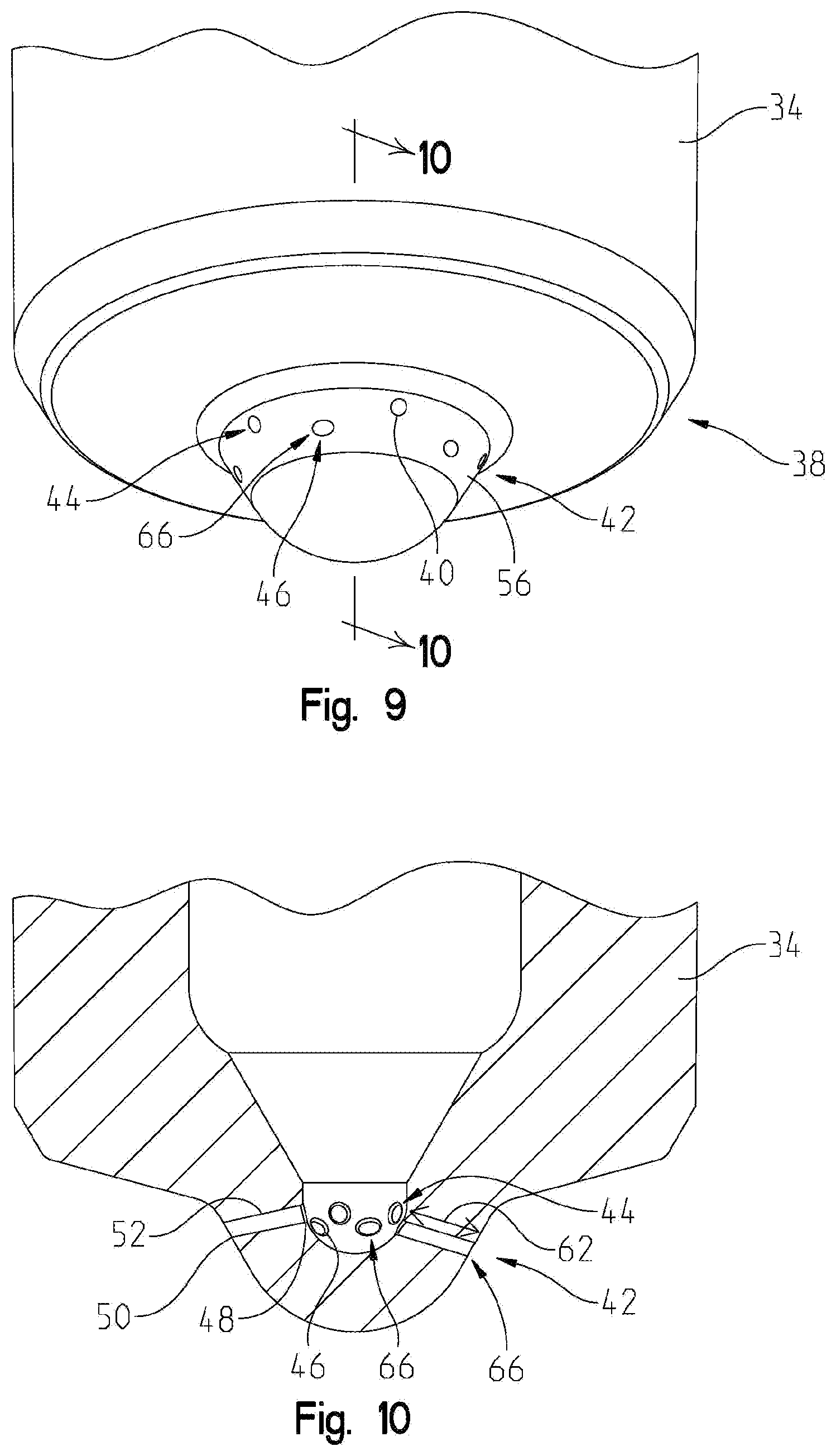 Patent US12460611 Figure 6 – Fuel injector having multiple rows of spray holes with different cross-sectional shapes for flow modulation
