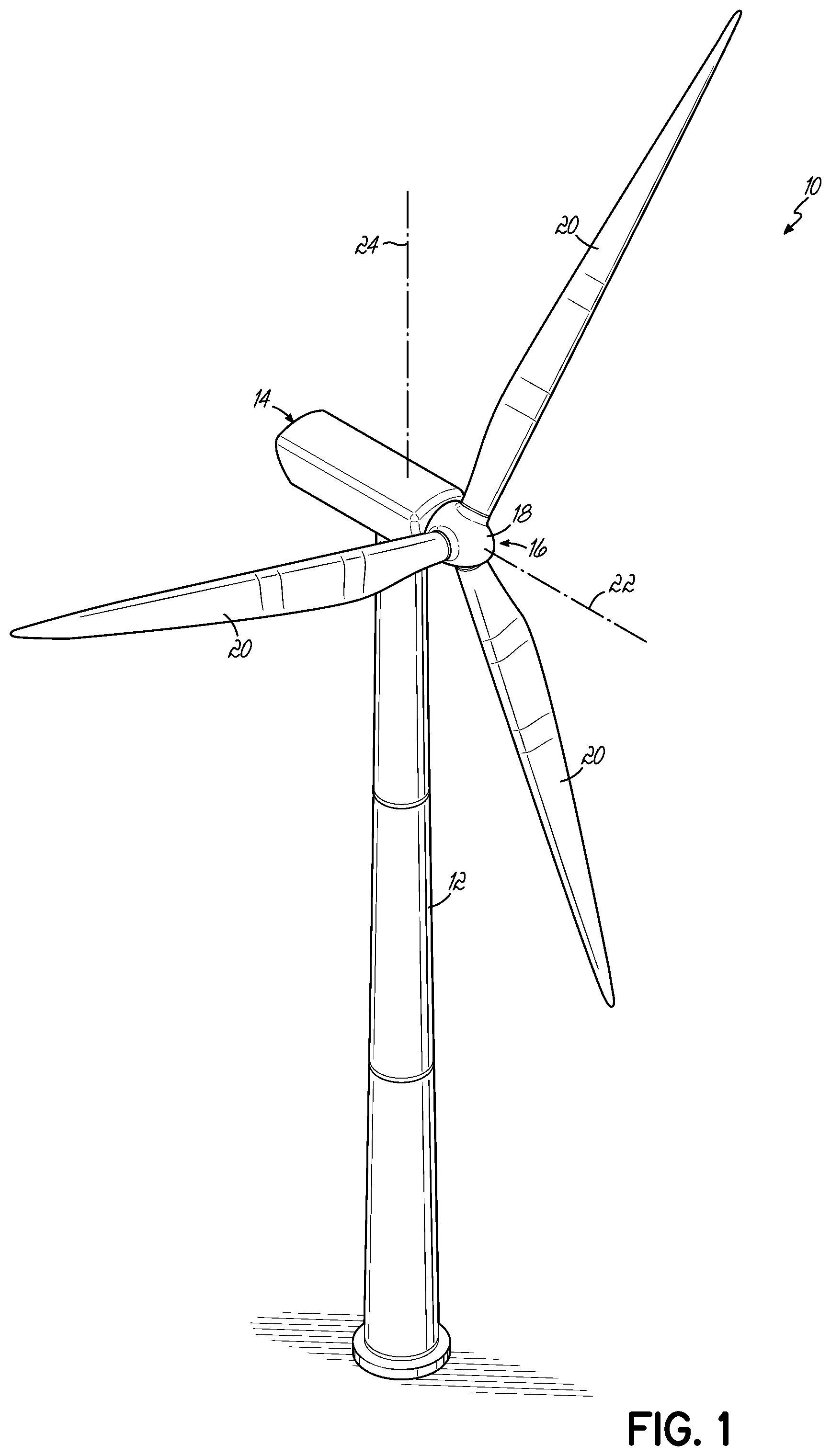 Patent US12460618 Figure 1 – Wind turbine yawing system with multiple mechanical braking levels