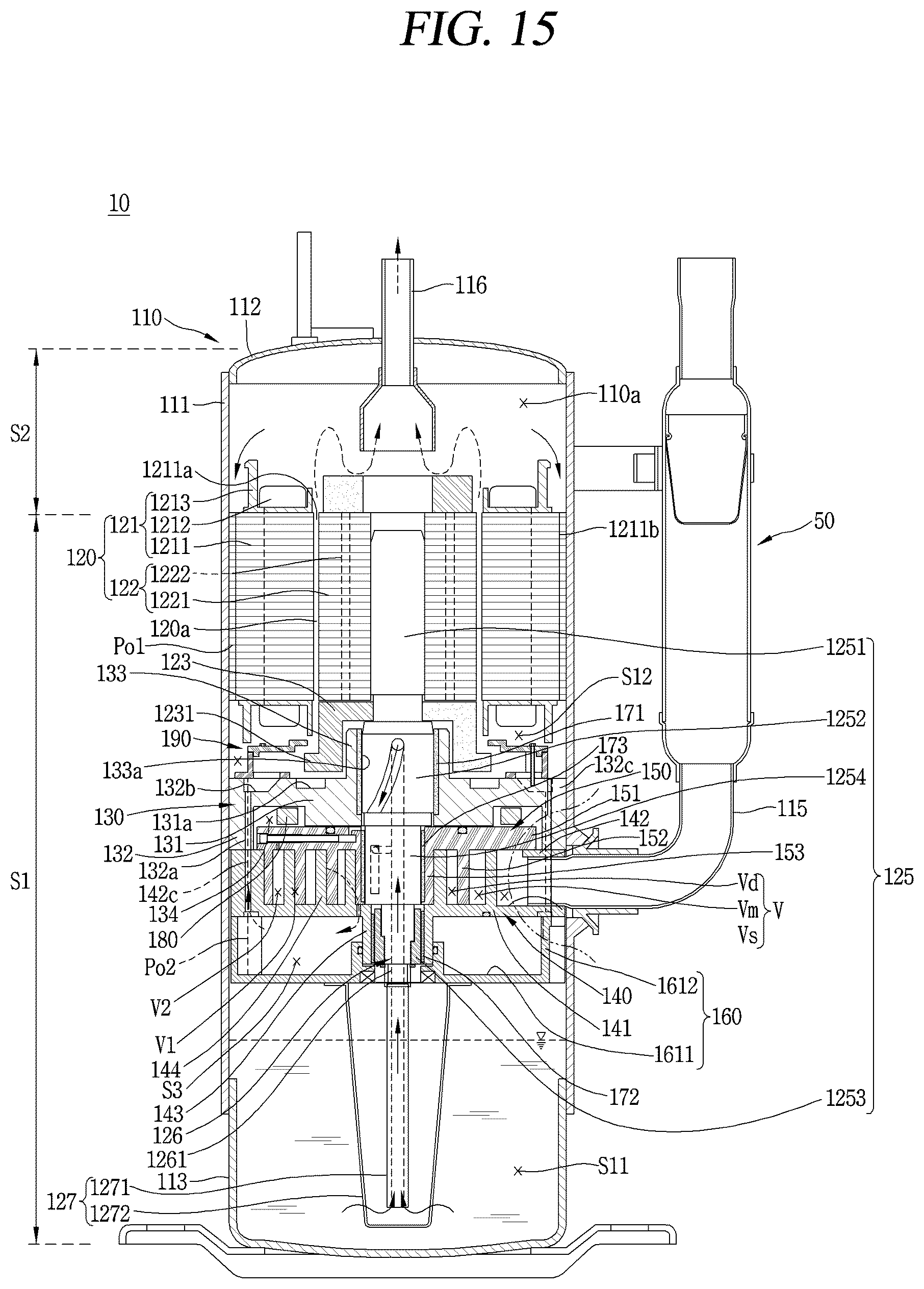 Patent US12460638 Figure 15 – Scroll compressor