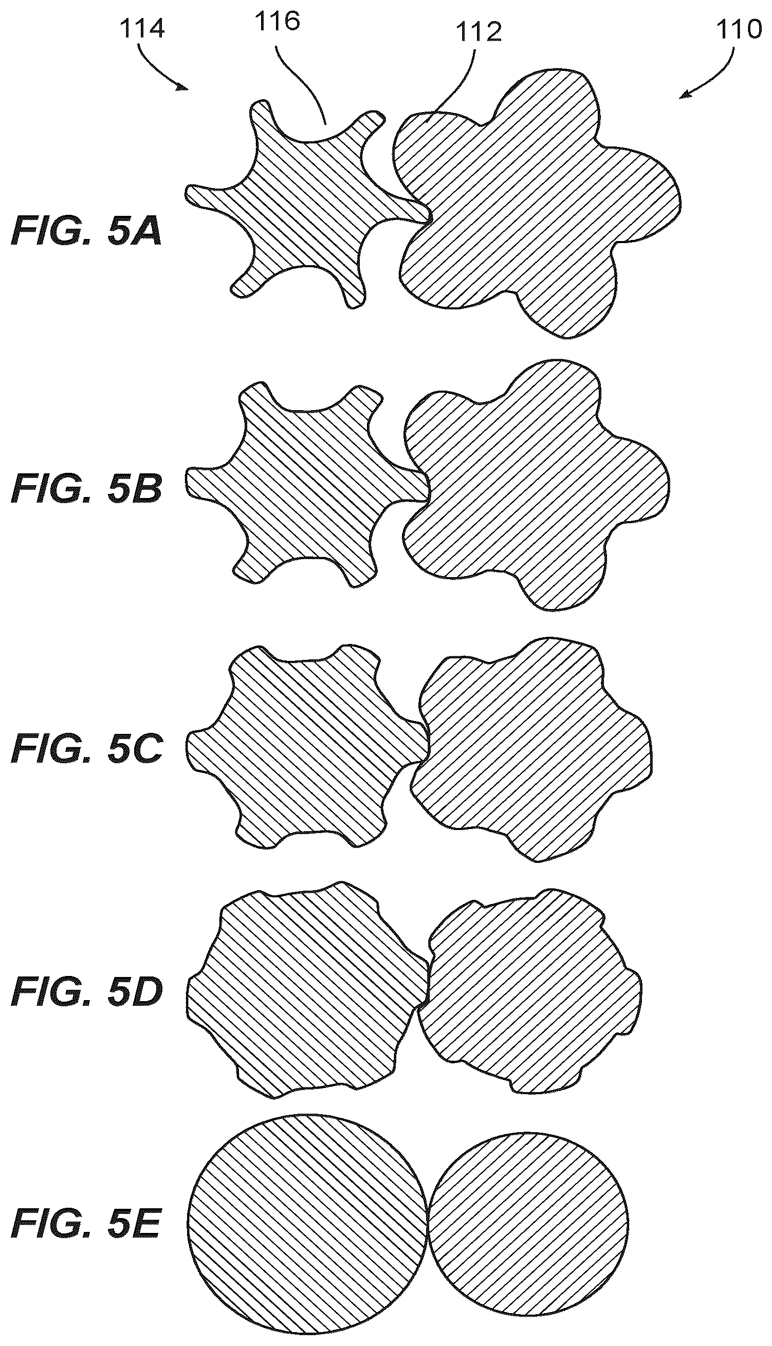 Patent US12460640 Figure 4 – Complex screw rotors with a central circular cross section connecting right-hand and left-hand sections of the rotors