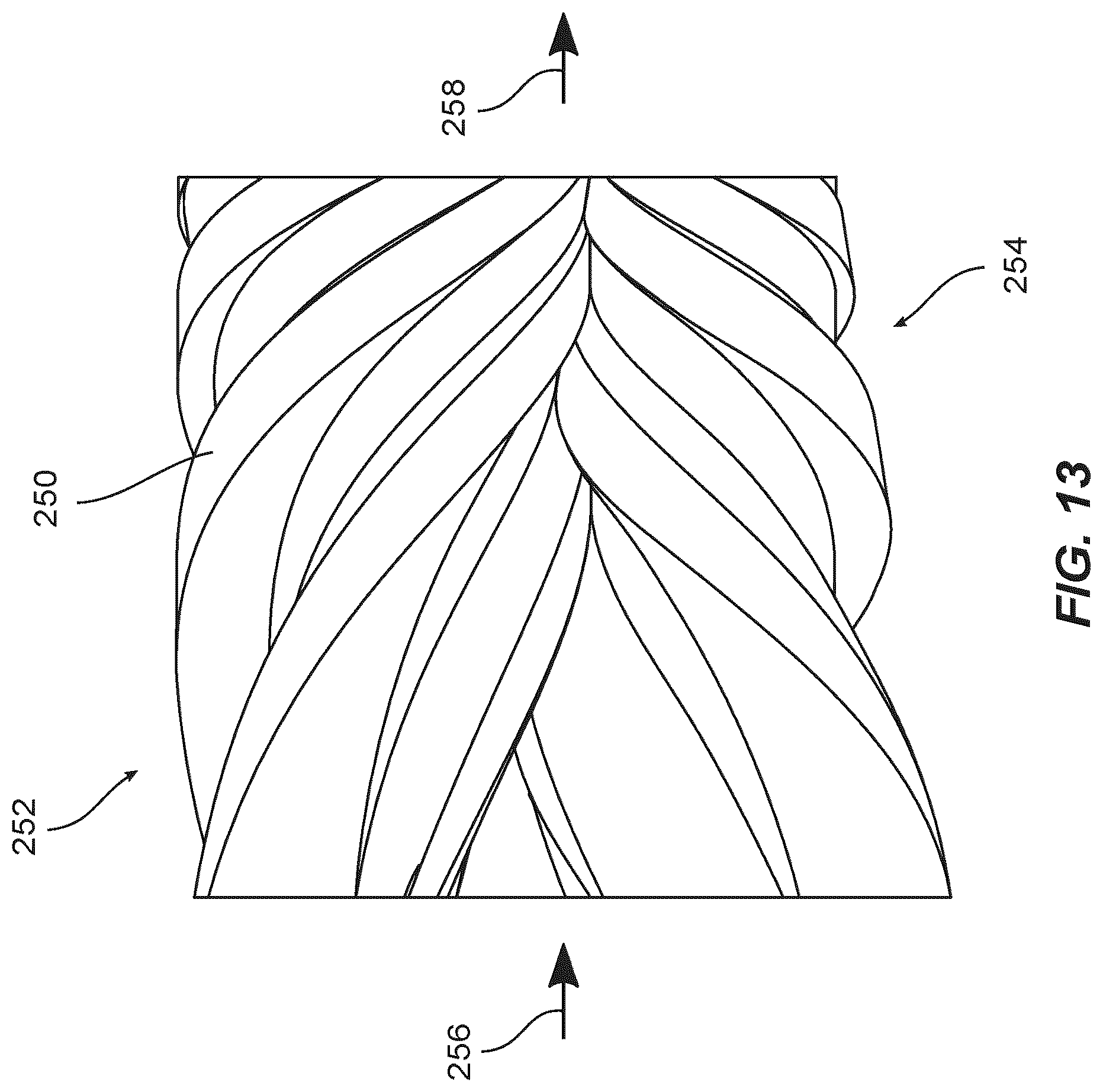 Patent US12460640 Figure 10 – Complex screw rotors with a central circular cross section connecting right-hand and left-hand sections of the rotors