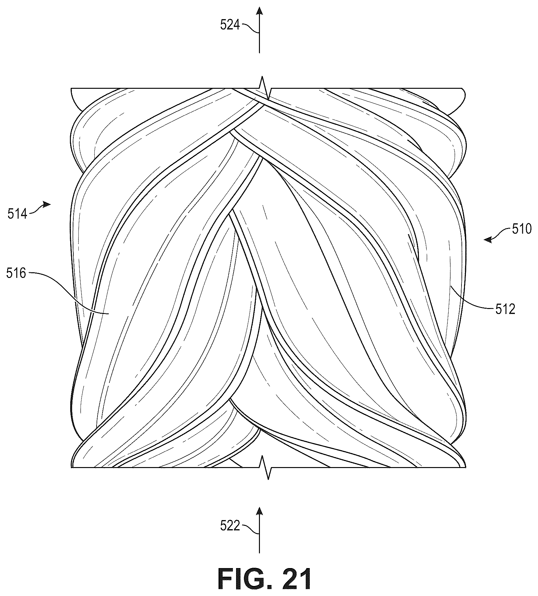 Patent US12460640 Figure 17 – Complex screw rotors with a central circular cross section connecting right-hand and left-hand sections of the rotors