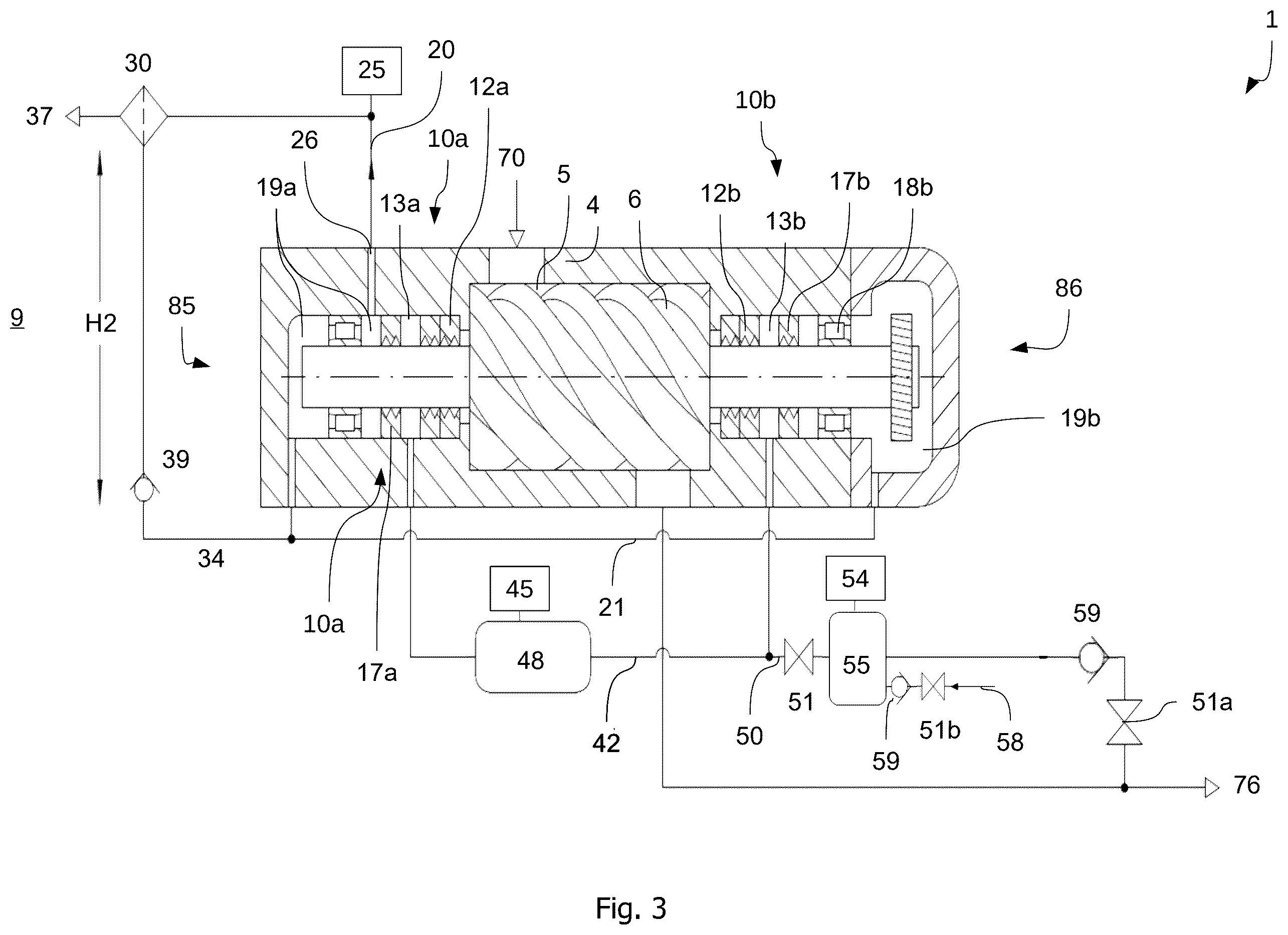 Patent US12460643 Figure 3 – Dry-compression compressor and method for oil separation for a dry-compression compressor