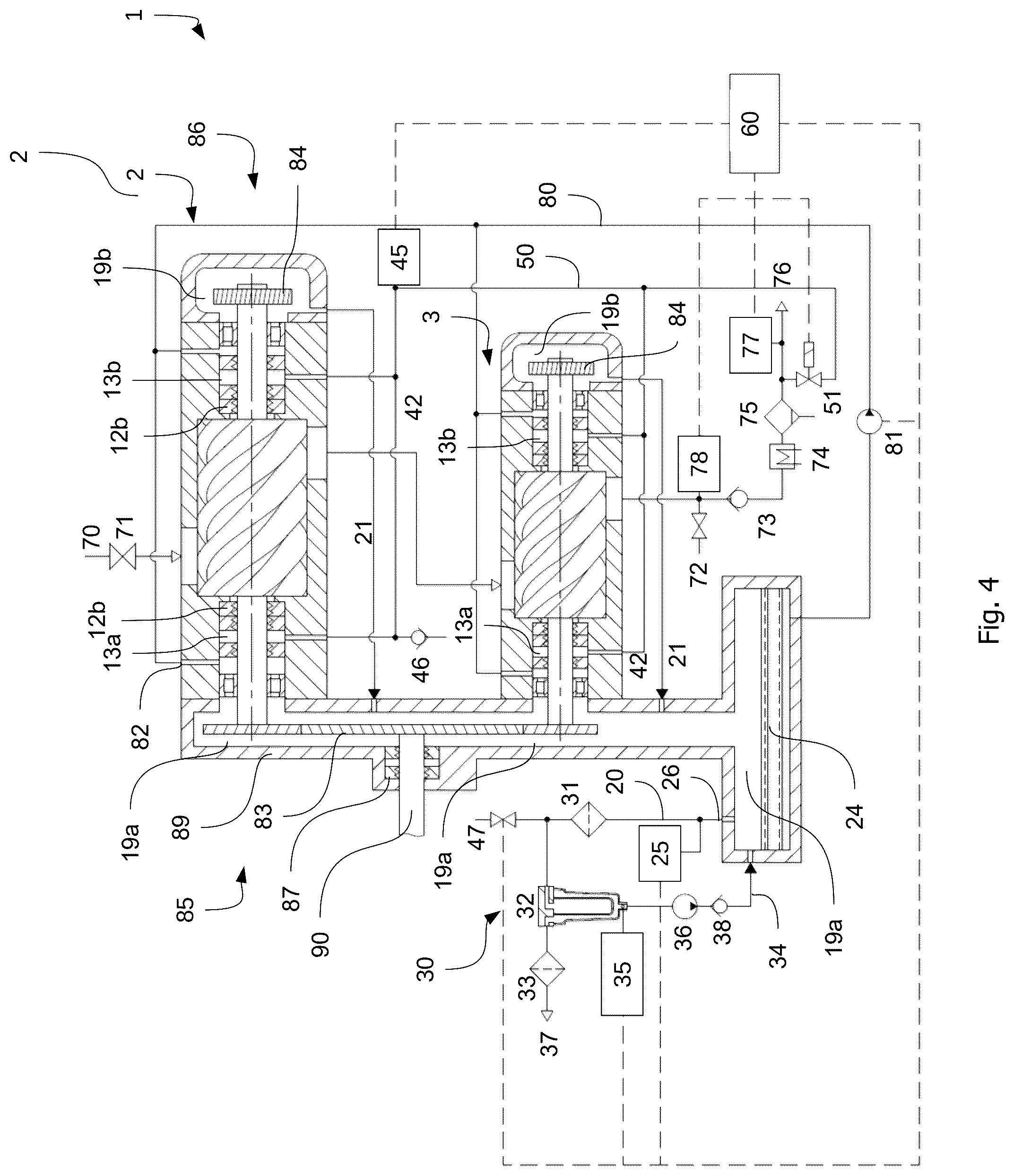 Patent US12460643 Figure 4 – Dry-compression compressor and method for oil separation for a dry-compression compressor