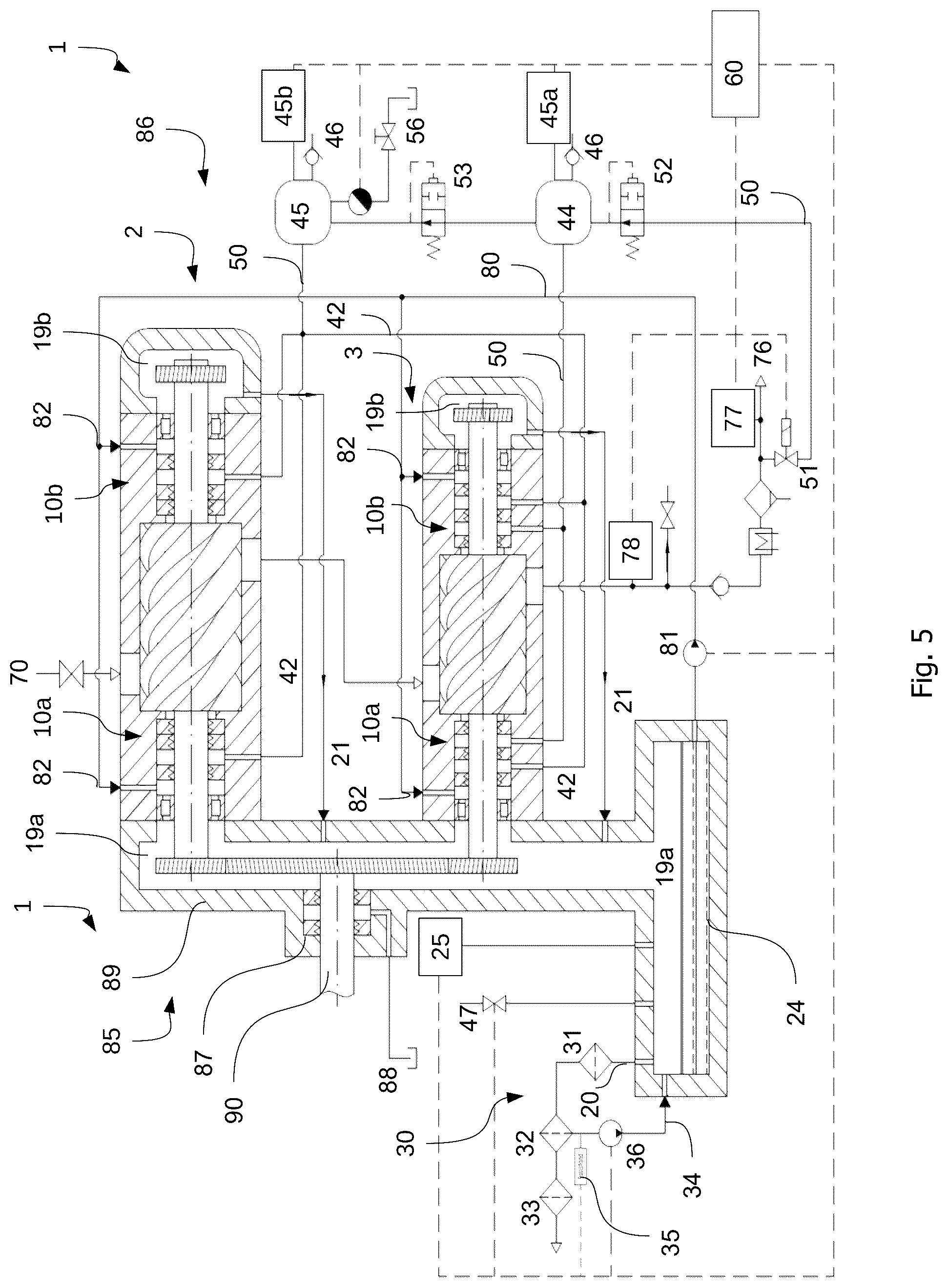 Patent US12460643 Figure 5 – Dry-compression compressor and method for oil separation for a dry-compression compressor