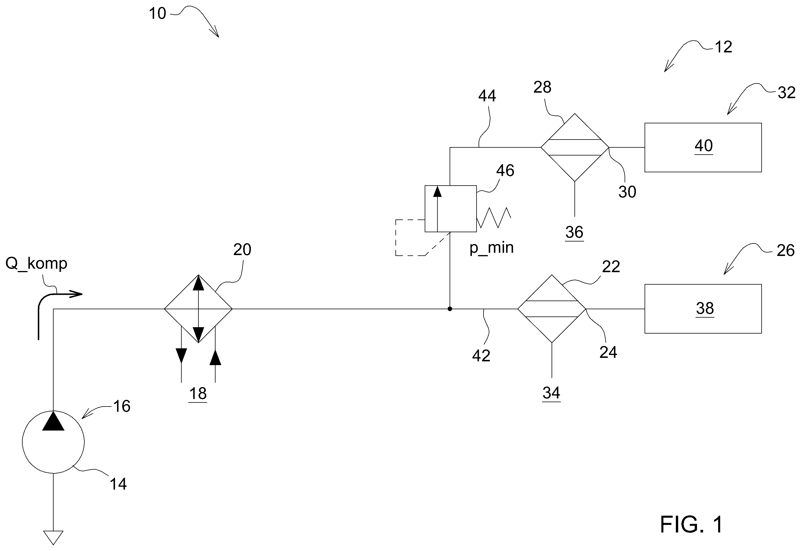 Patent US12460661 Figure 1 – Pneumatic supply device for an agricultural tractor