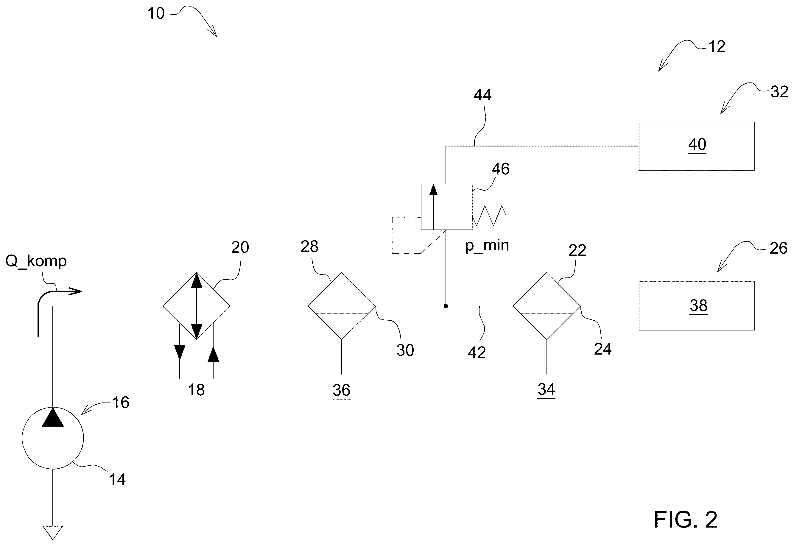 Patent US12460661 Figure 2 – Pneumatic supply device for an agricultural tractor
