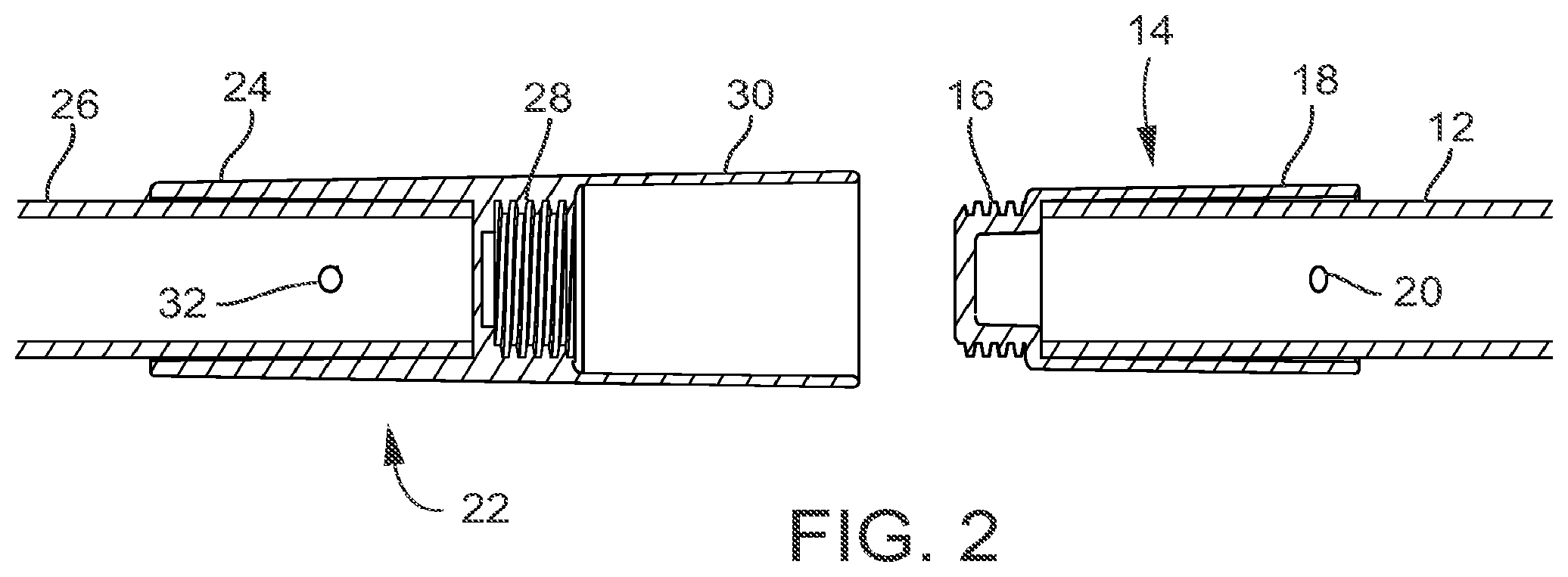 Patent US12460666 Figure 2 – Ferrules for pole and tool extension