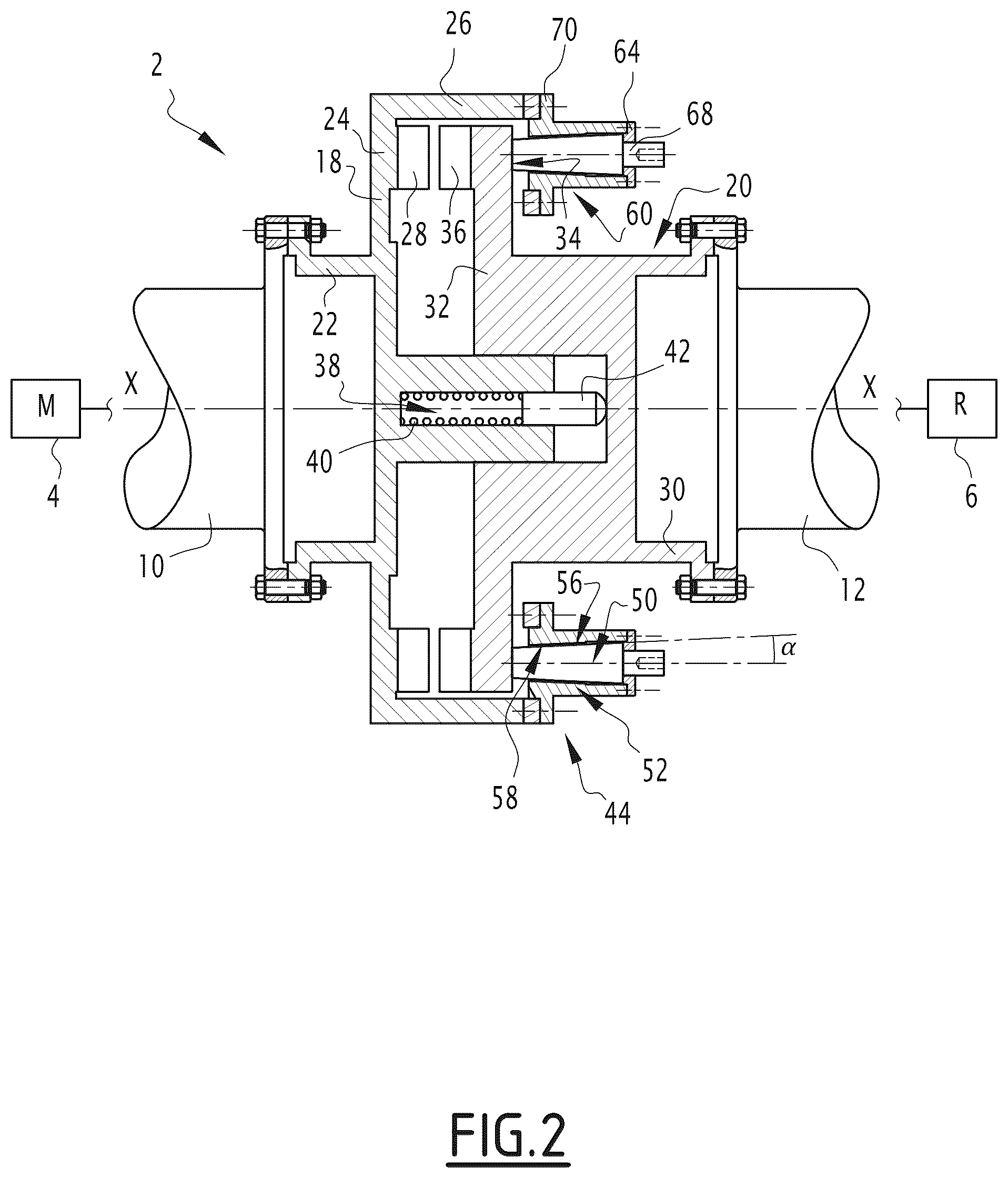Patent US12460683 Figure 2 – Torque limiter, corresponding transmission assembly and use