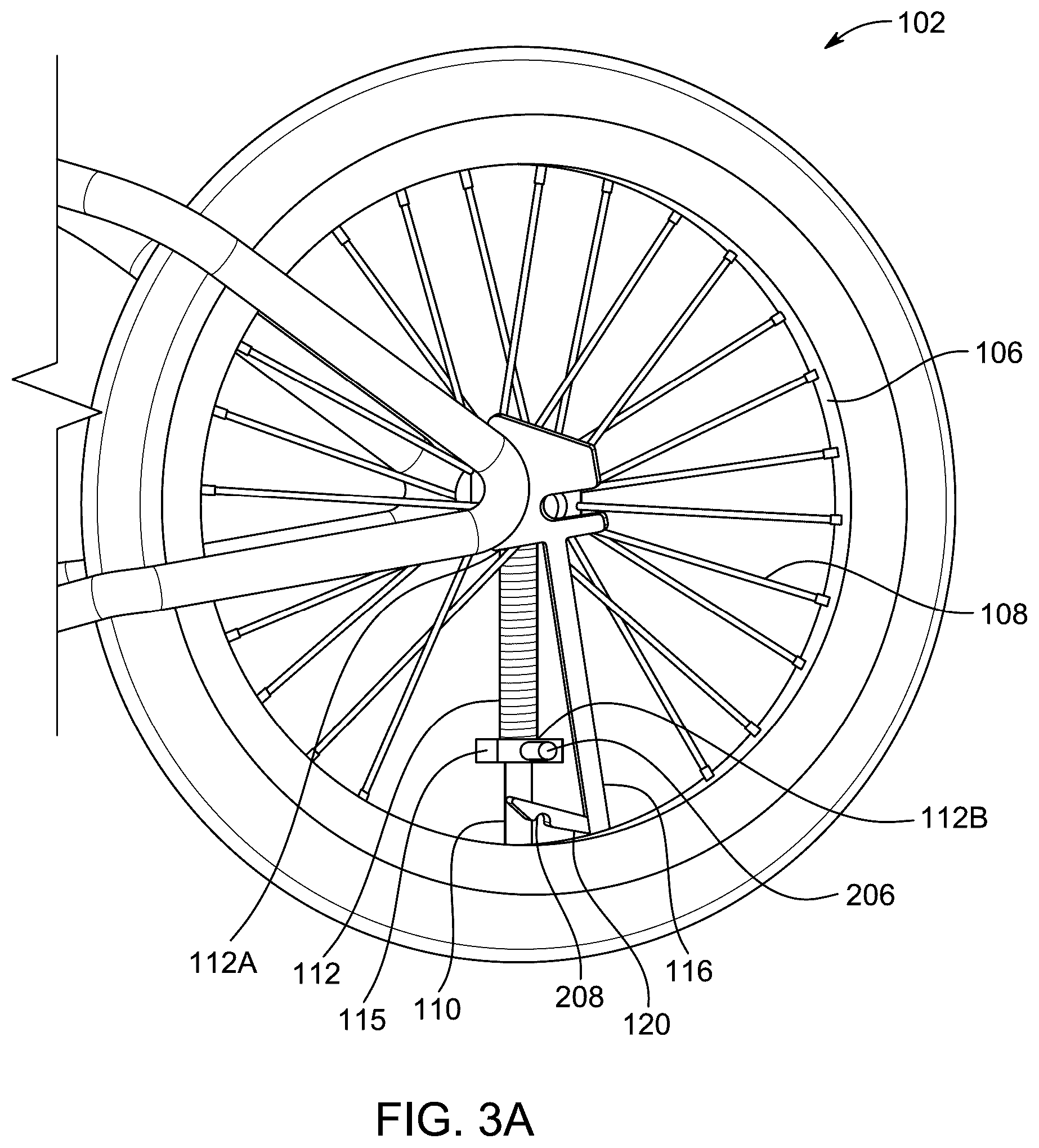 Patent US12460687 Figure 7 – Centrifugally-activated brake system for a wheeled device