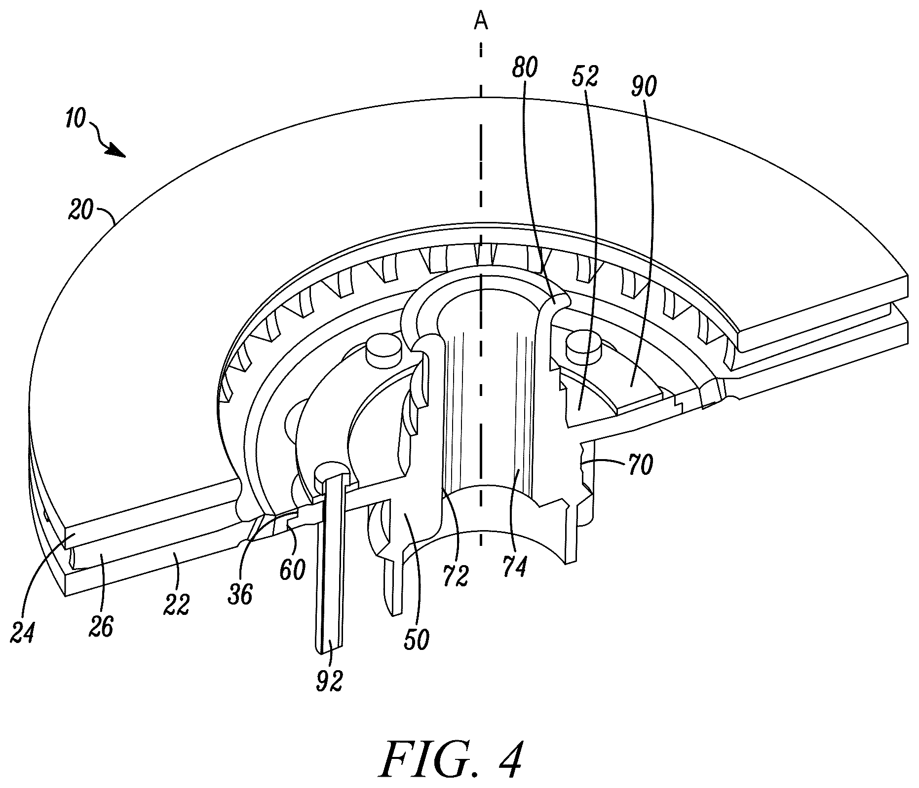 Patent US12460689 Figure 3 – Brake assembly including expandable rotor