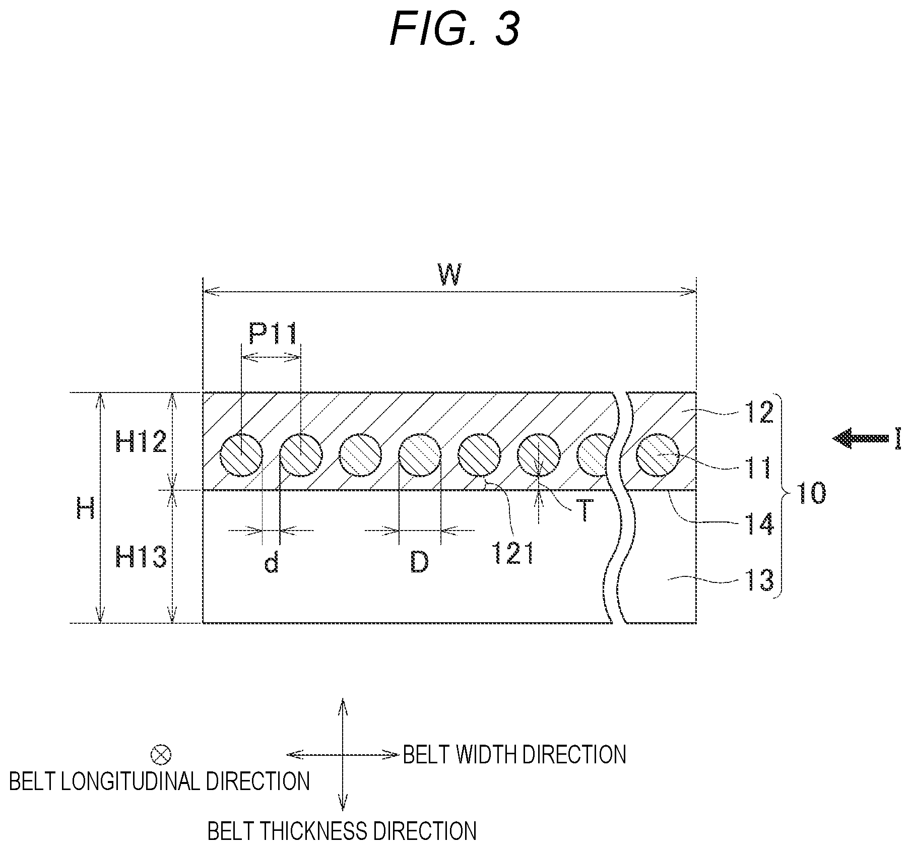 Patent US12460698 Figure 3 – Toothed belt and toothed belt transmission device