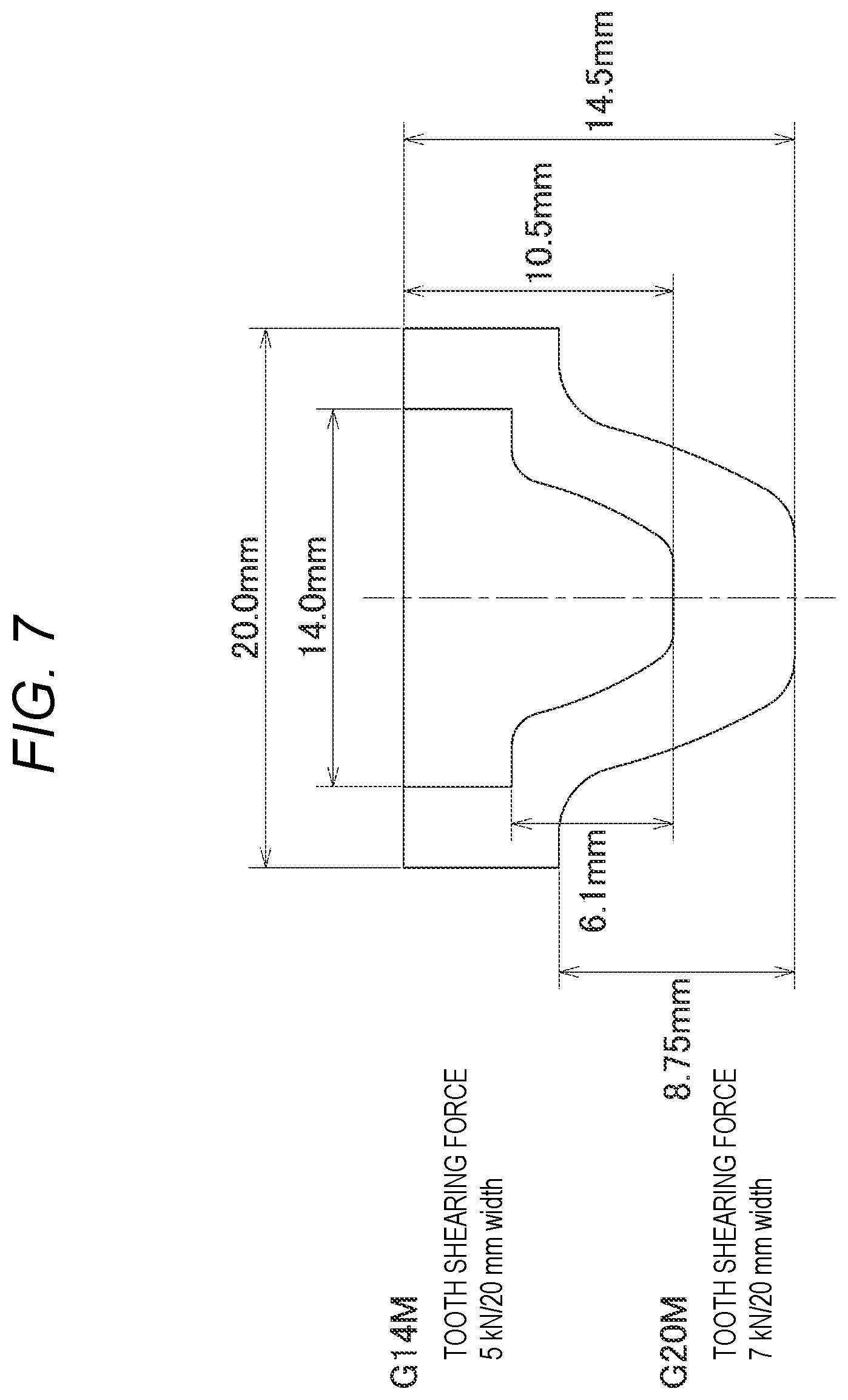 Patent US12460698 Figure 7 – Toothed belt and toothed belt transmission device