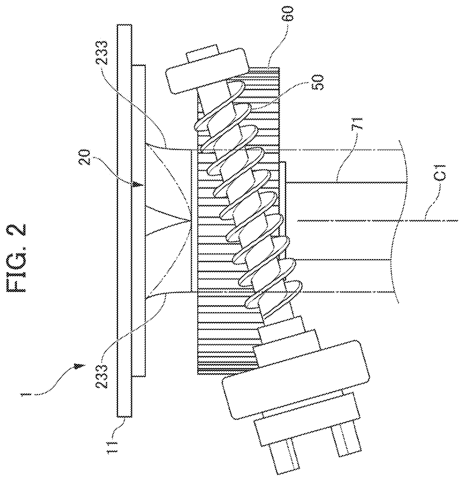 Patent US12460703 Figure 2 – Worm reducer capable of guilding lubricant to maintain function