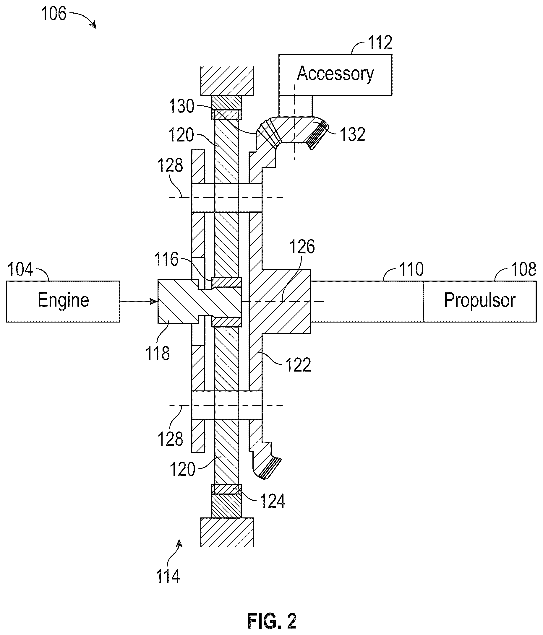 Patent US12460706 Figure 2 – Epicyclic system with bevel attachment for dual-power applications