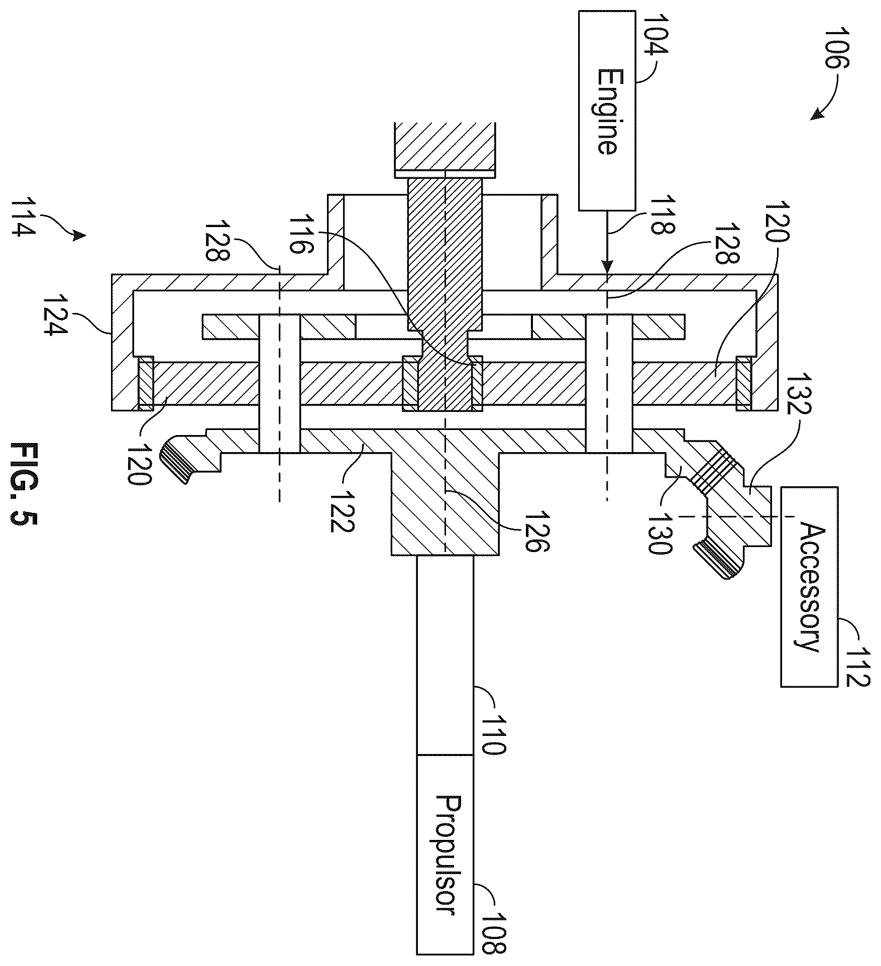 Patent US12460706 Figure 5 – Epicyclic system with bevel attachment for dual-power applications