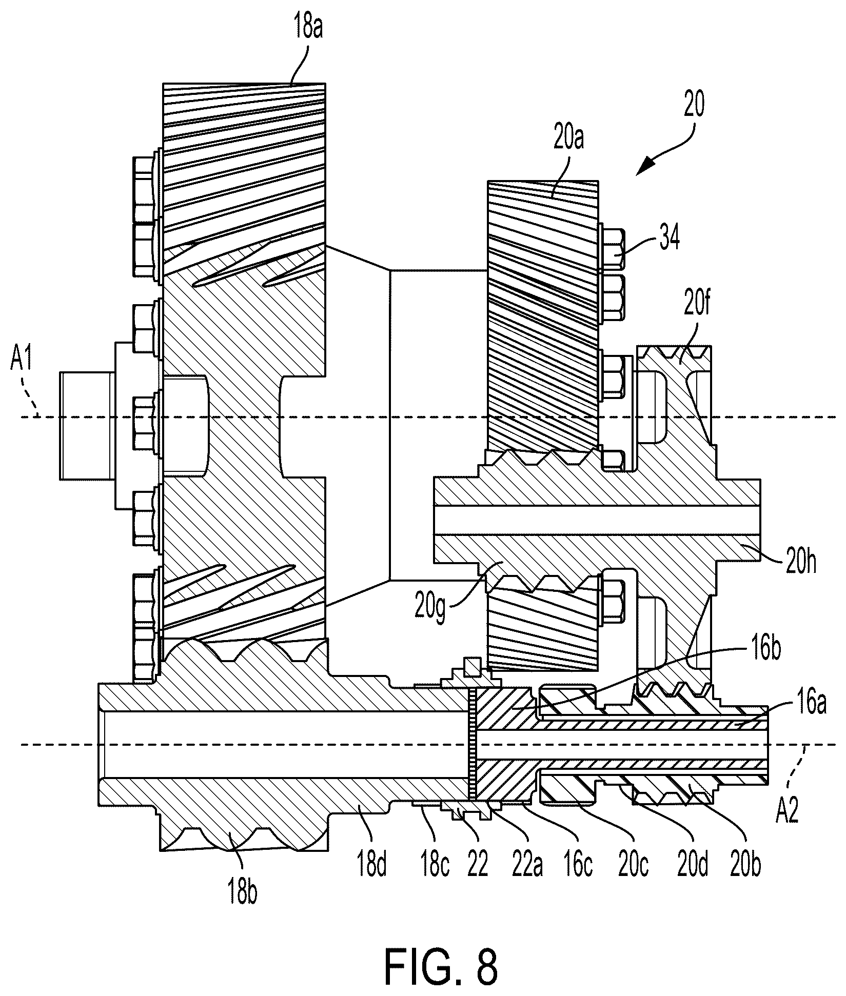 Patent US12460708 Figure 8 – Drive assembly including seamless shifting mechanism