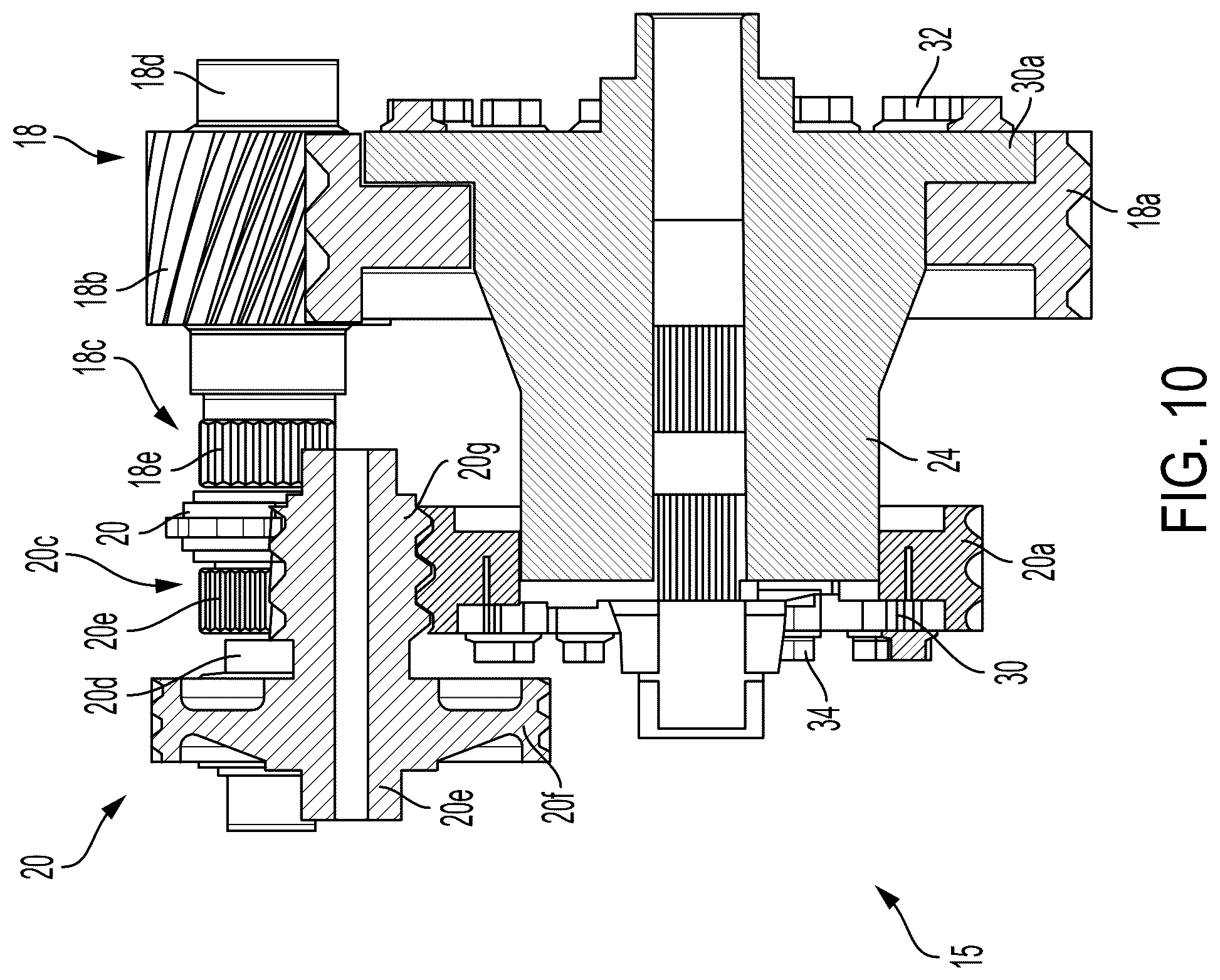 Patent US12460708 Figure 10 – Drive assembly including seamless shifting mechanism