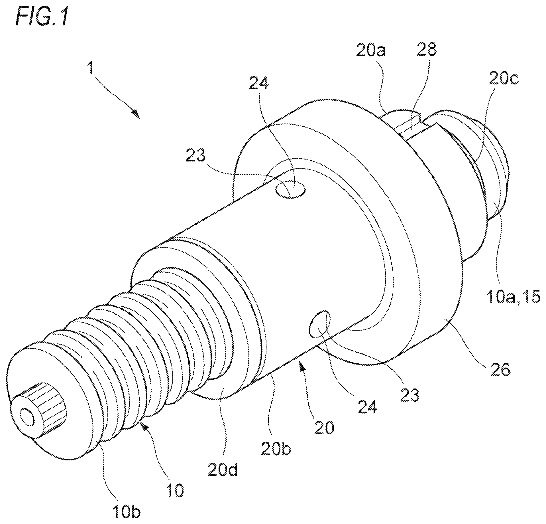 Patent US12460714 Figure 1 – Method and device for sealing grease into ball screw device, ball screw device, method for producing ball screw device, method for producing linear actuator, method for producing vehicle brake, and method for producing vehicle