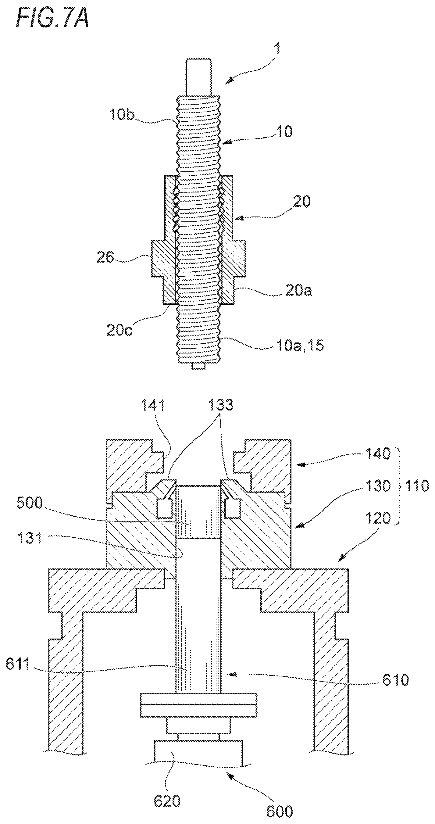 Patent US12460714 Figure 7 – Method and device for sealing grease into ball screw device, ball screw device, method for producing ball screw device, method for producing linear actuator, method for producing vehicle brake, and method for producing vehicle
