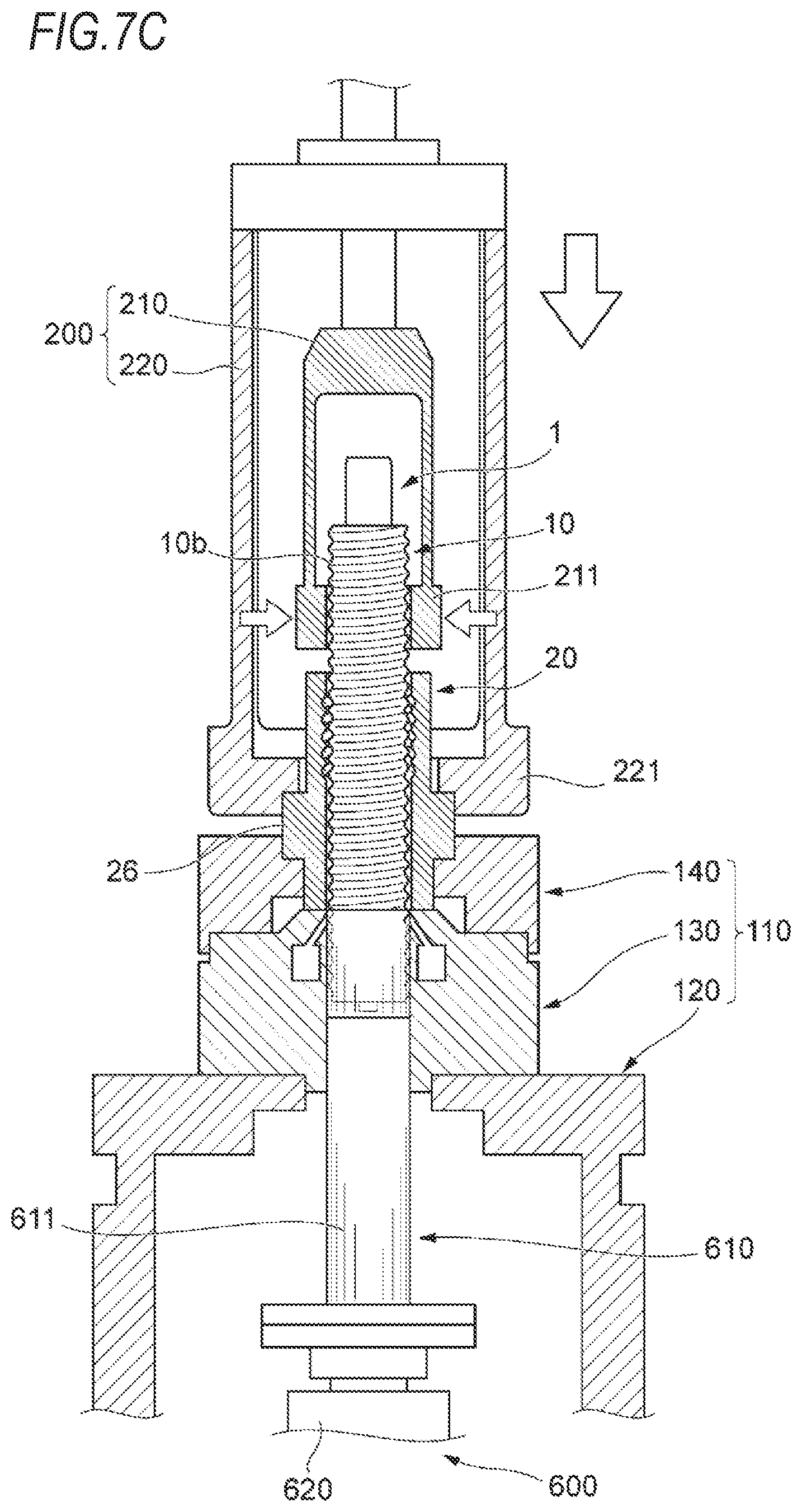 Patent US12460714 Figure 9 – Method and device for sealing grease into ball screw device, ball screw device, method for producing ball screw device, method for producing linear actuator, method for producing vehicle brake, and method for producing vehicle