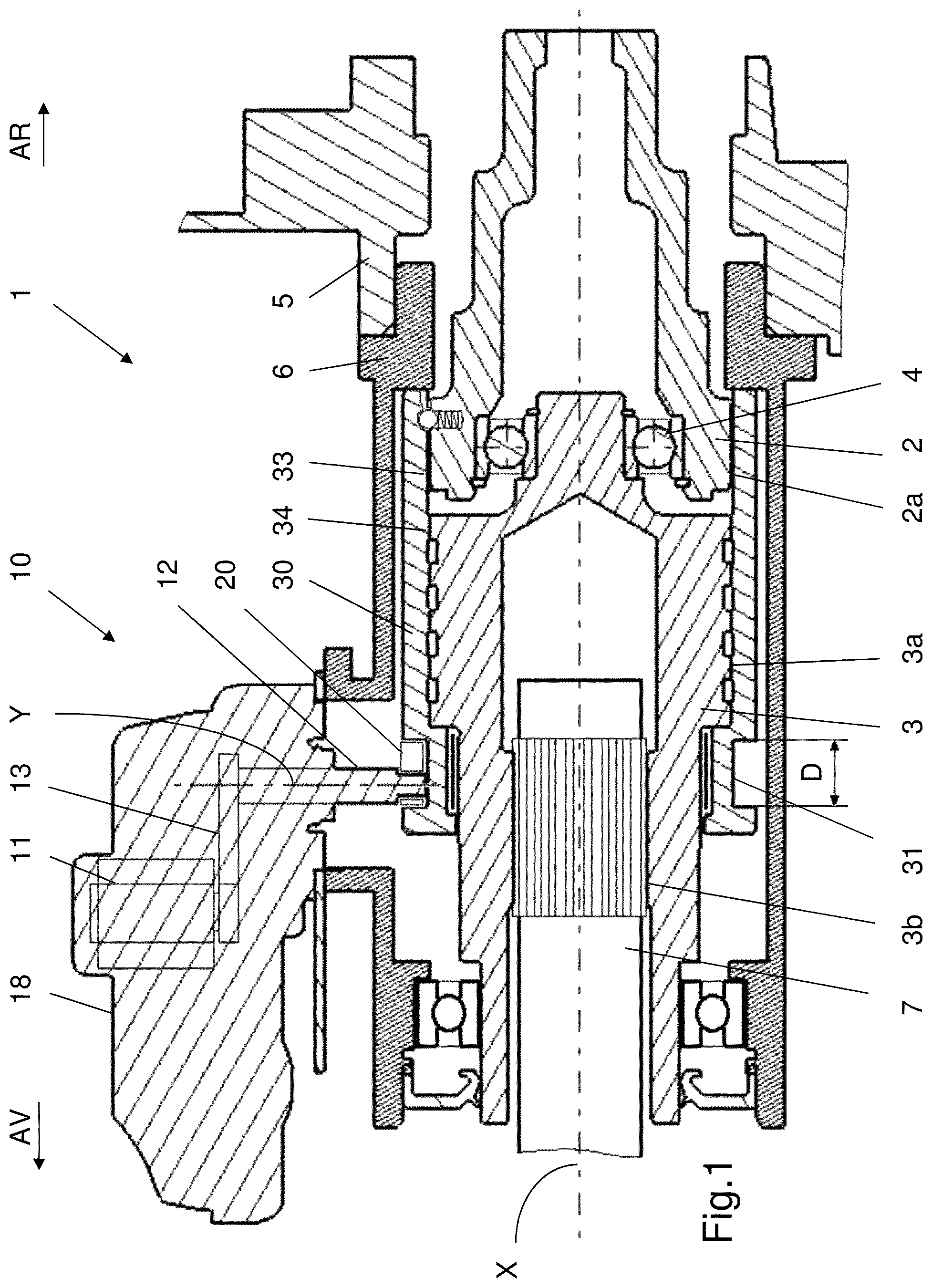 Patent US12460720 Figure 1 – Actuation device for a transmission system